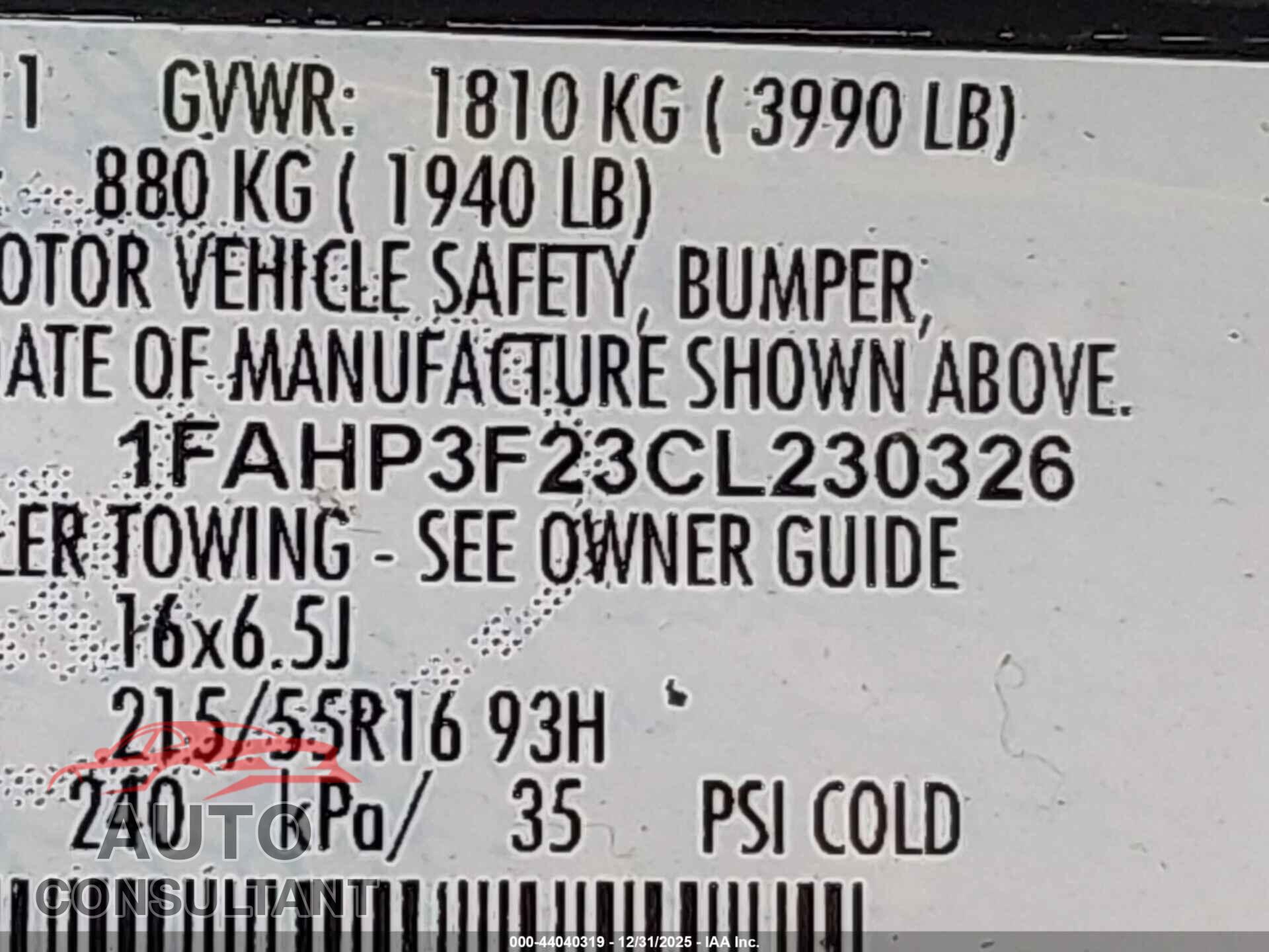 FORD FOCUS 2012 - 1FAHP3F23CL230326