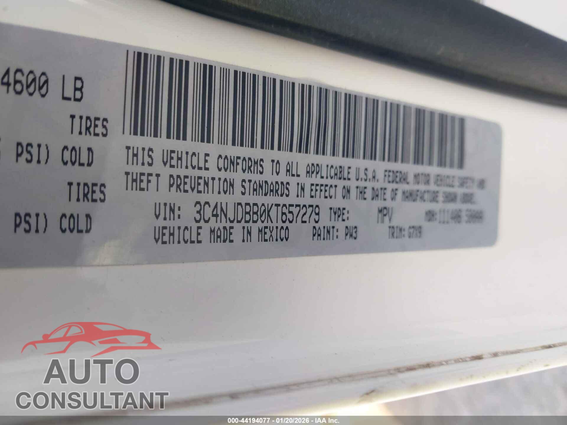 JEEP COMPASS 2019 - 3C4NJDBB0KT657279