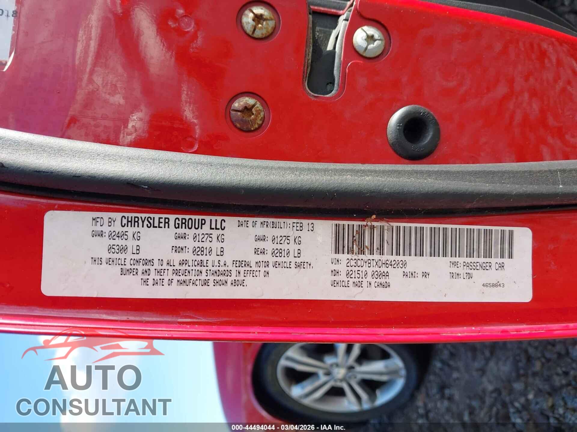 DODGE CHALLENGER 2013 - 2C3CDYBTXDH642030