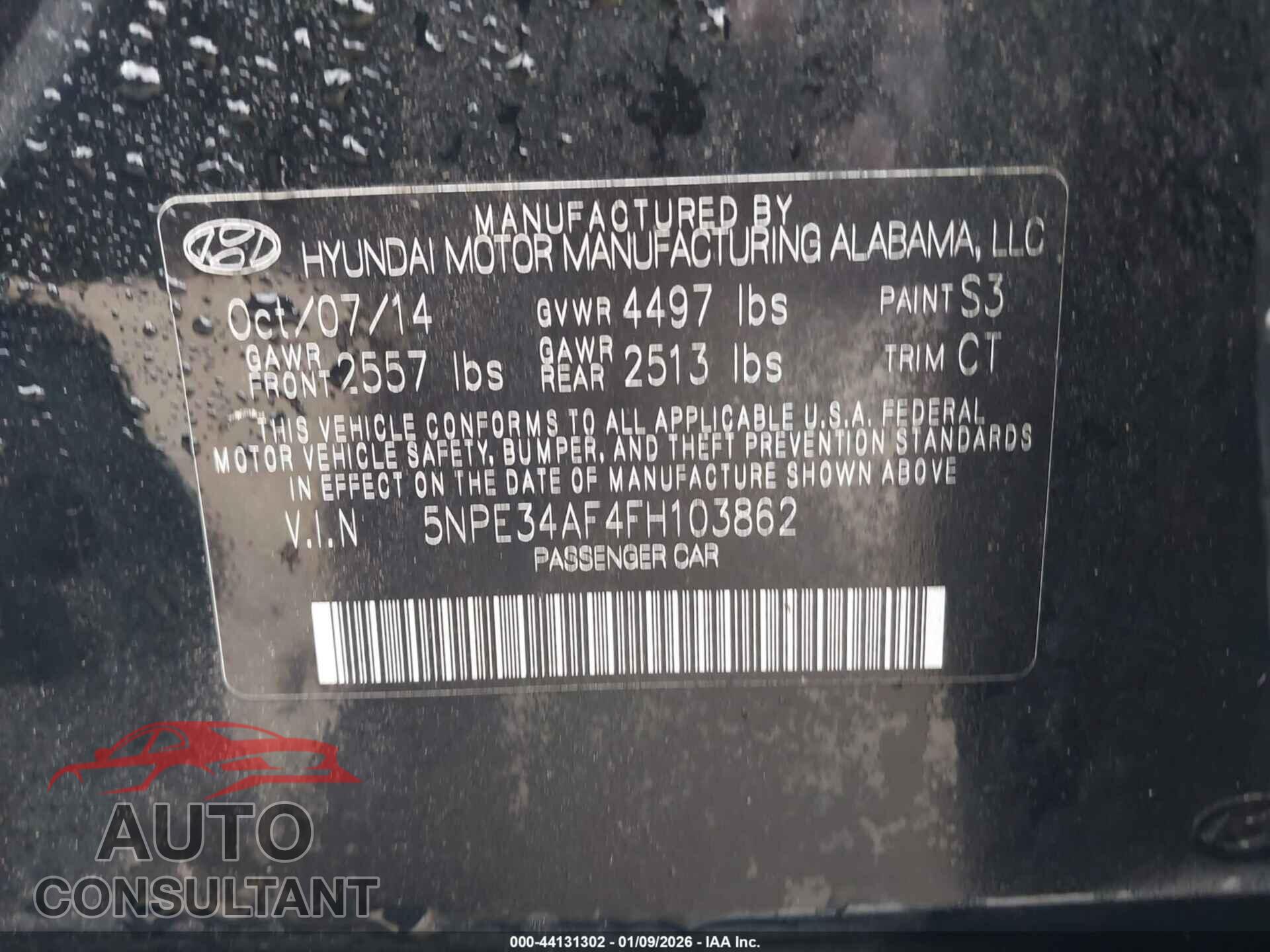 HYUNDAI SONATA 2015 - 5NPE34AF4FH103862