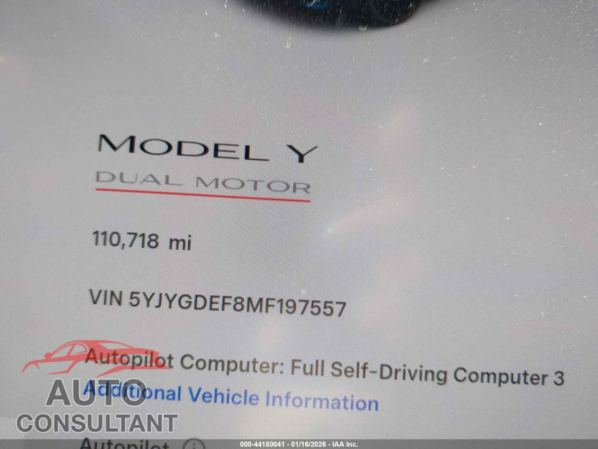 TESLA MODEL Y 2021 - 5YJYGDEF8MF197557