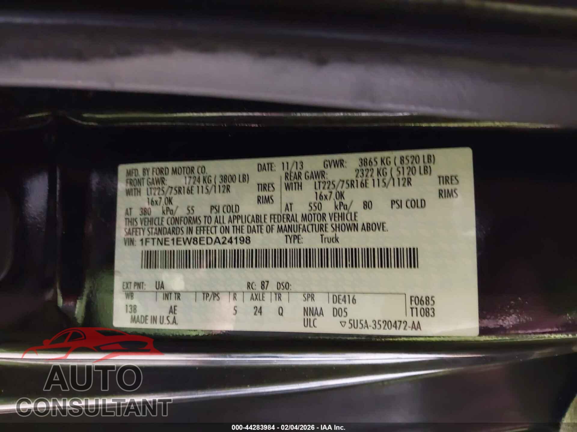 FORD E-150 2014 - 1FTNE1EW8EDA24198