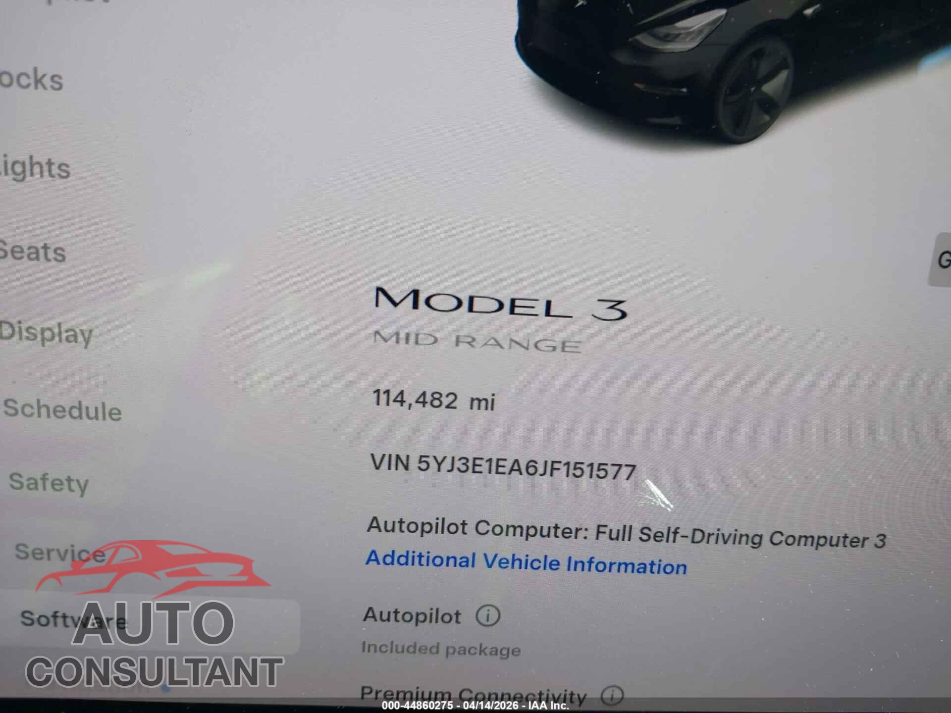 TESLA MODEL 3 2018 - 5YJ3E1EA6JF151577