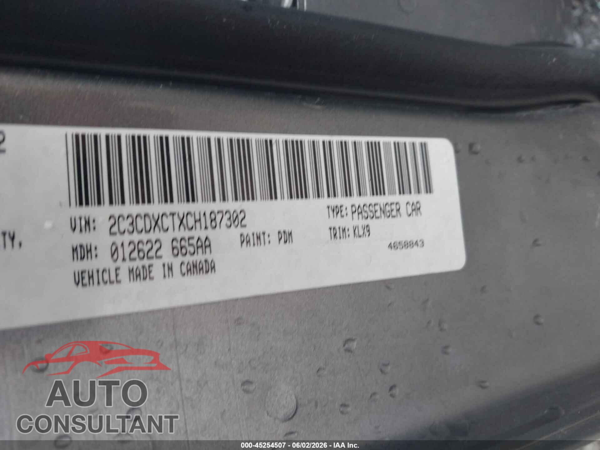 DODGE CHARGER 2012 - 2C3CDXCTXCH187302