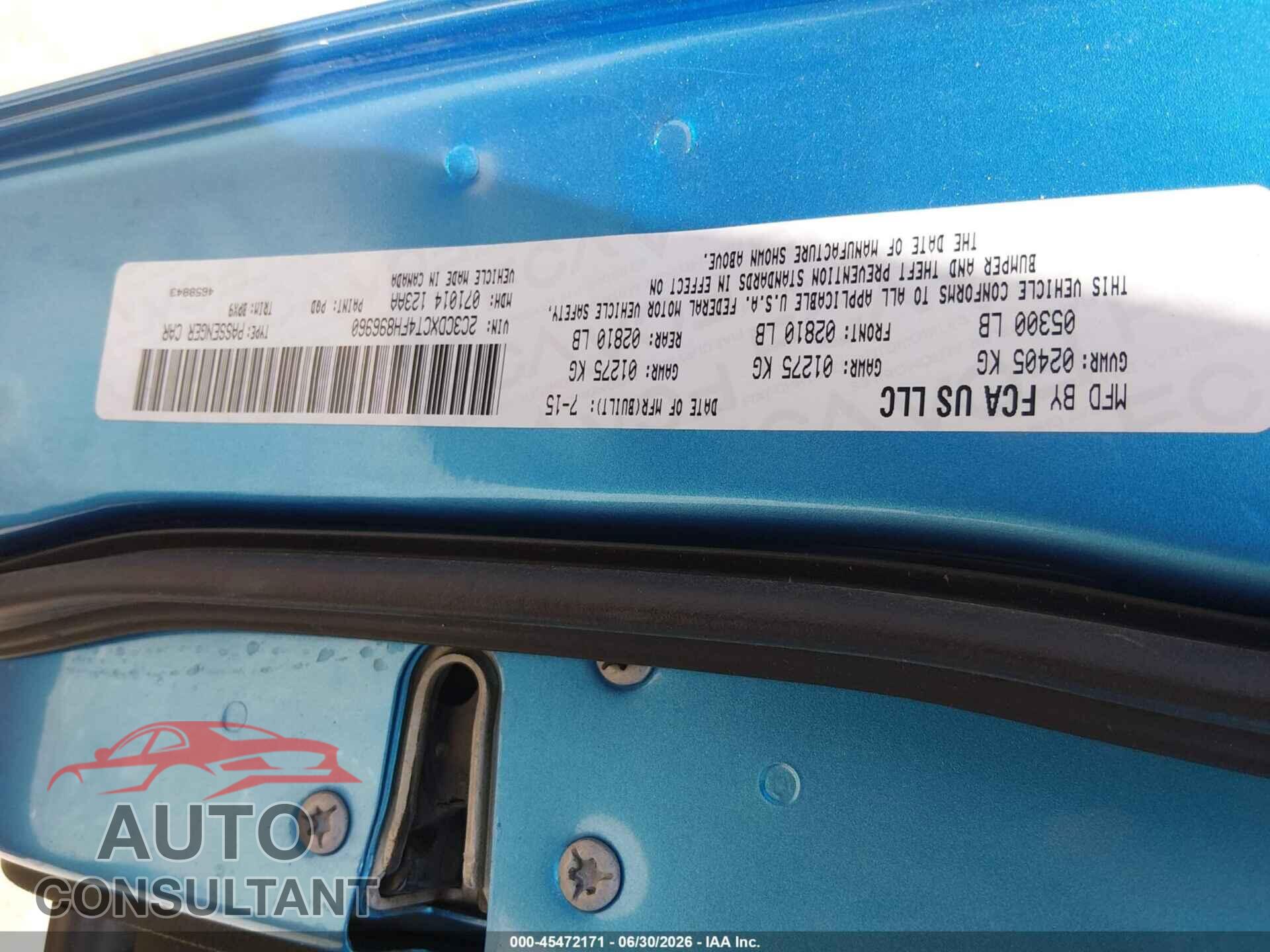 DODGE CHARGER 2015 - 2C3CDXCT4FH896960