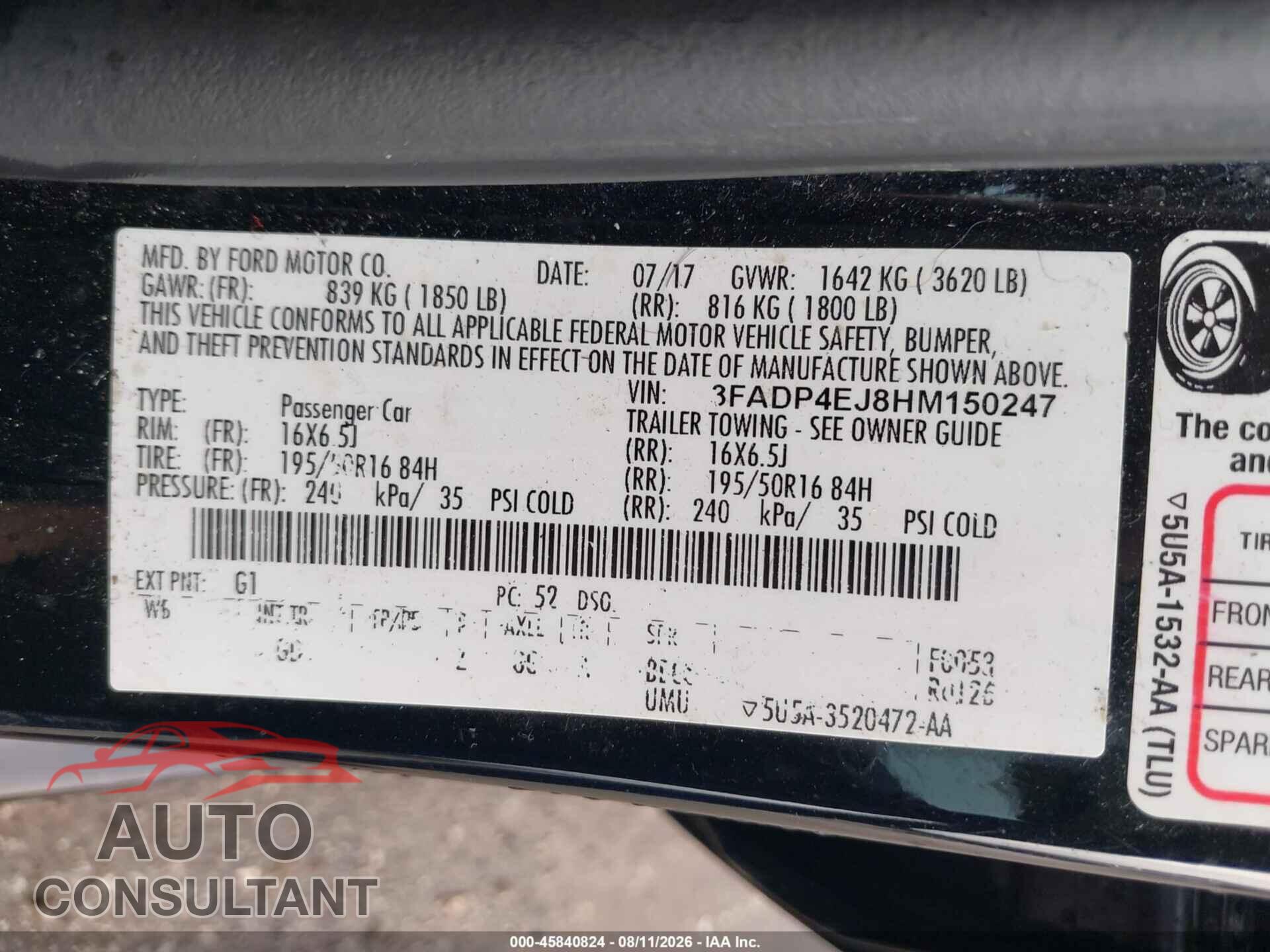 FORD FIESTA 2017 - 3FADP4EJ8HM150247