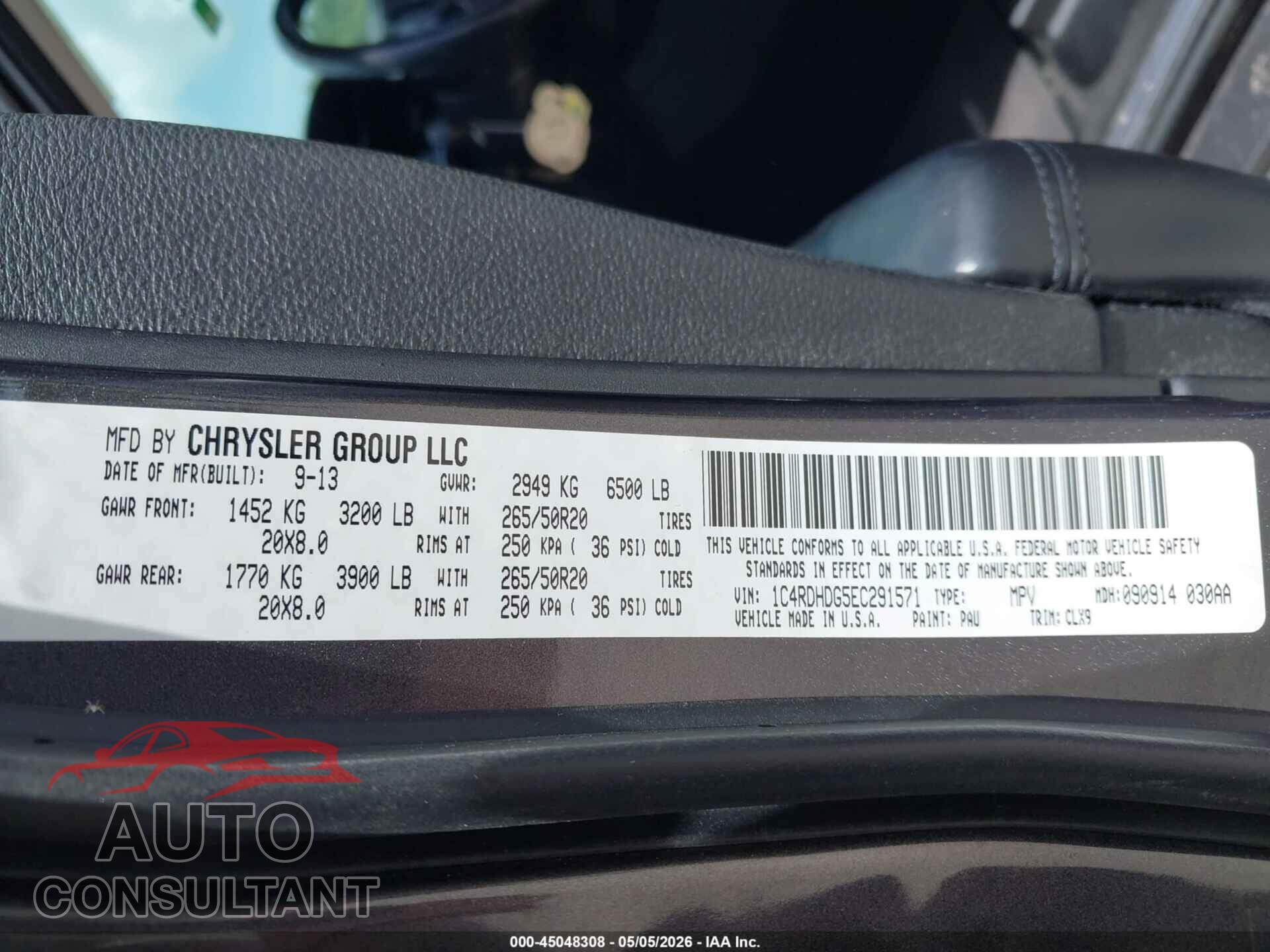 DODGE DURANGO 2014 - 1C4RDHDG5EC291571