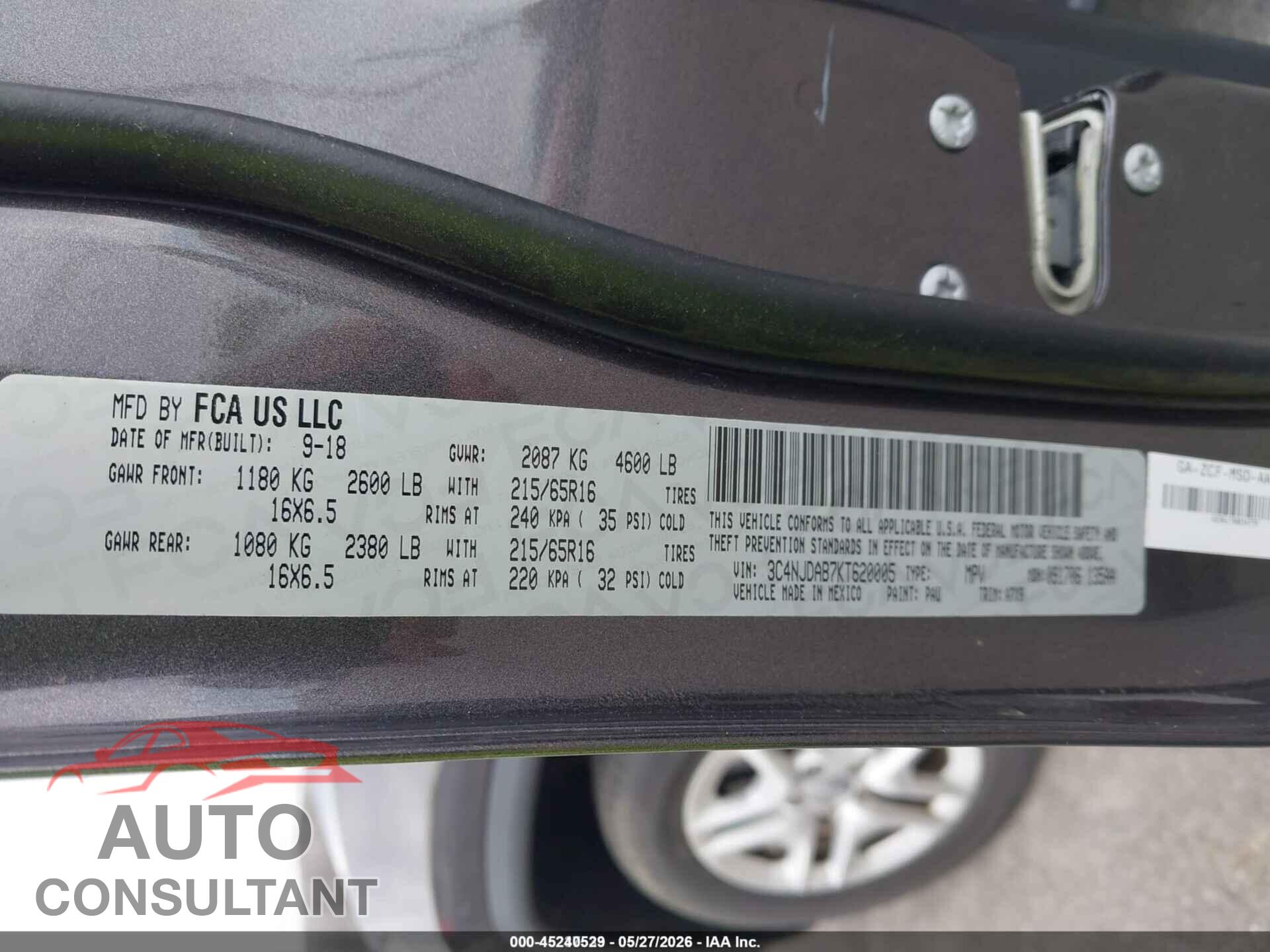 JEEP COMPASS 2019 - 3C4NJDAB7KT620005