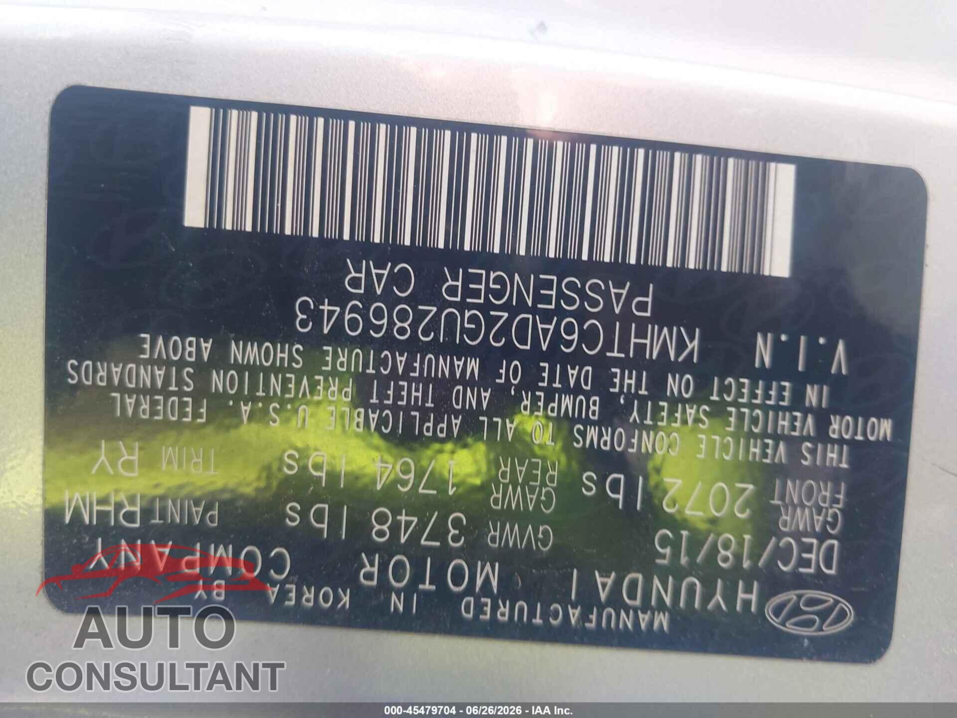 HYUNDAI VELOSTER 2016 - KMHTC6AD2GU286943