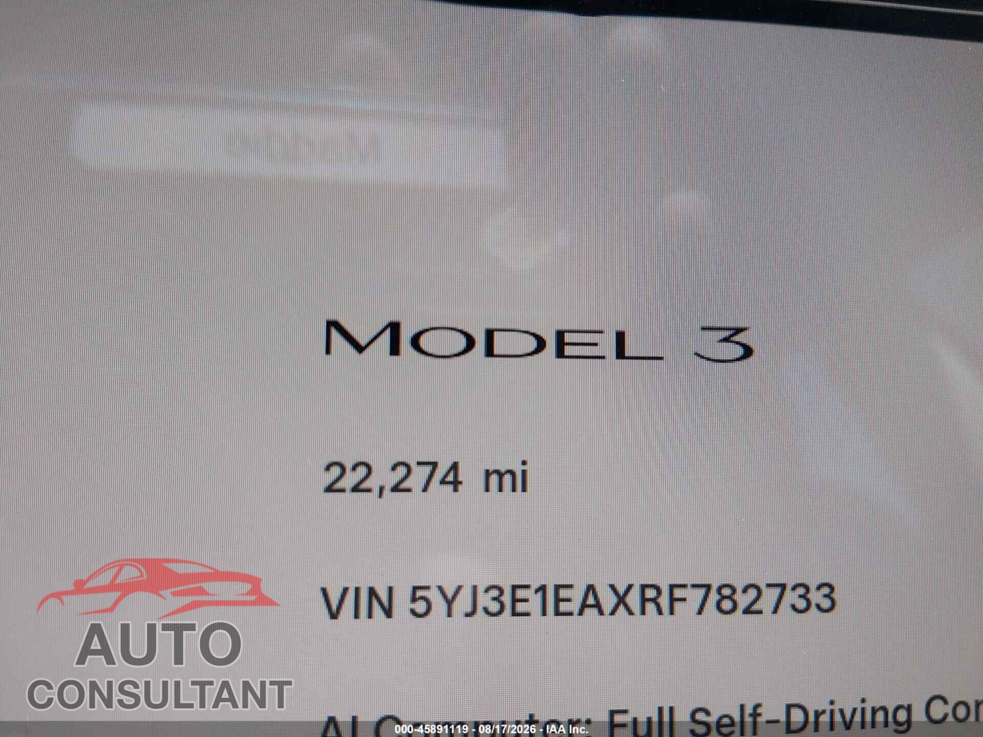 TESLA MODEL 3 2024 - 5YJ3E1EAXRF782733