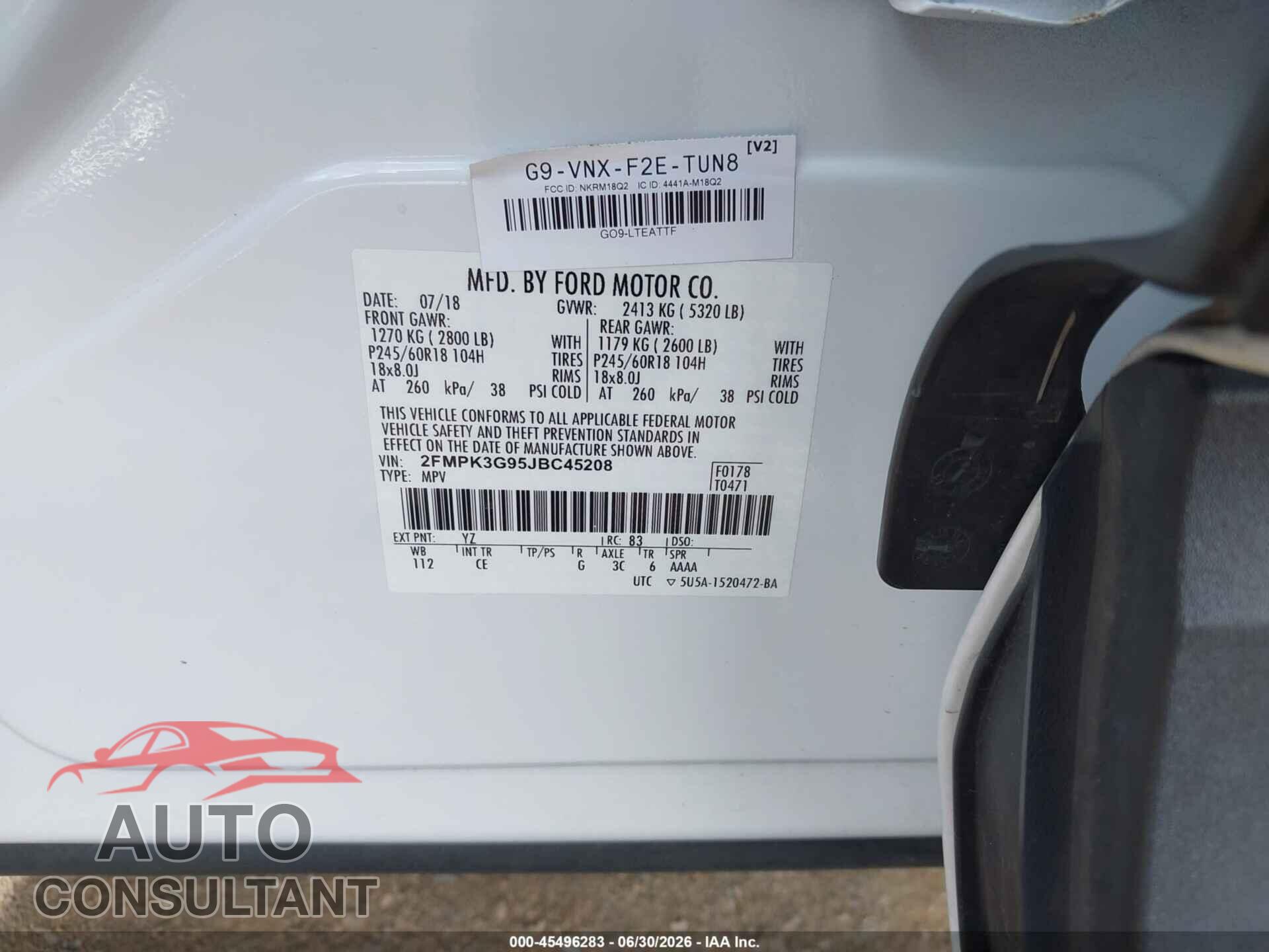 FORD EDGE 2018 - 2FMPK3G95JBC45208