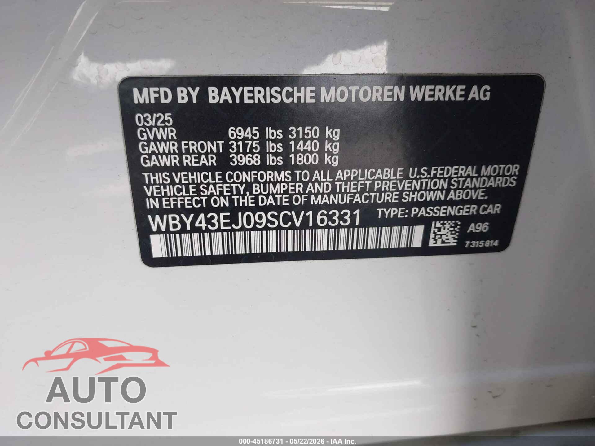 BMW I7 2025 - WBY43EJ09SCV16331