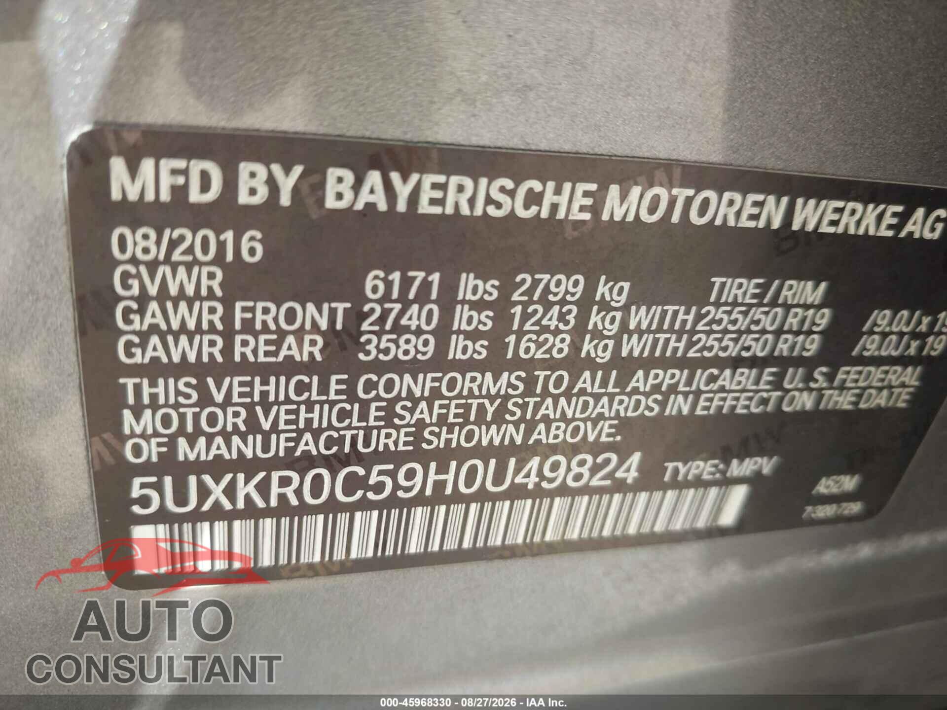 BMW X5 2017 - 5UXKR0C59H0U49824