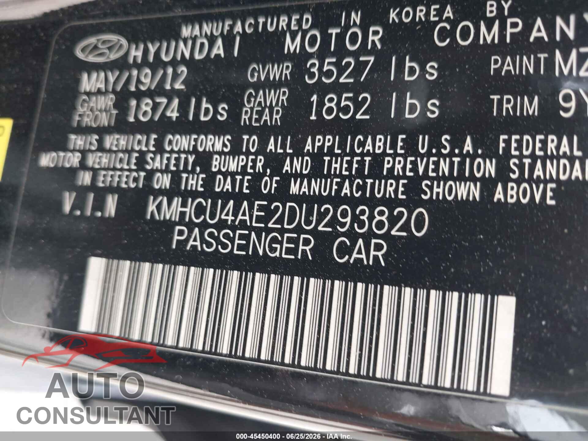 HYUNDAI ACCENT 2013 - KMHCU4AE2DU293820