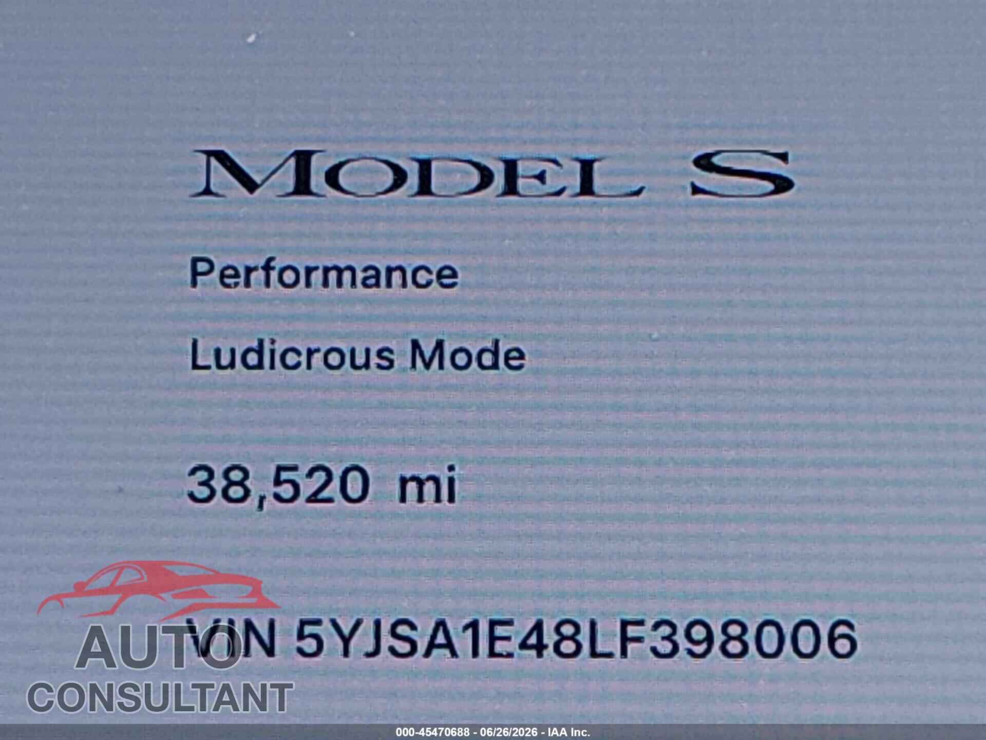 TESLA MODEL S 2020 - 5YJSA1E48LF398006