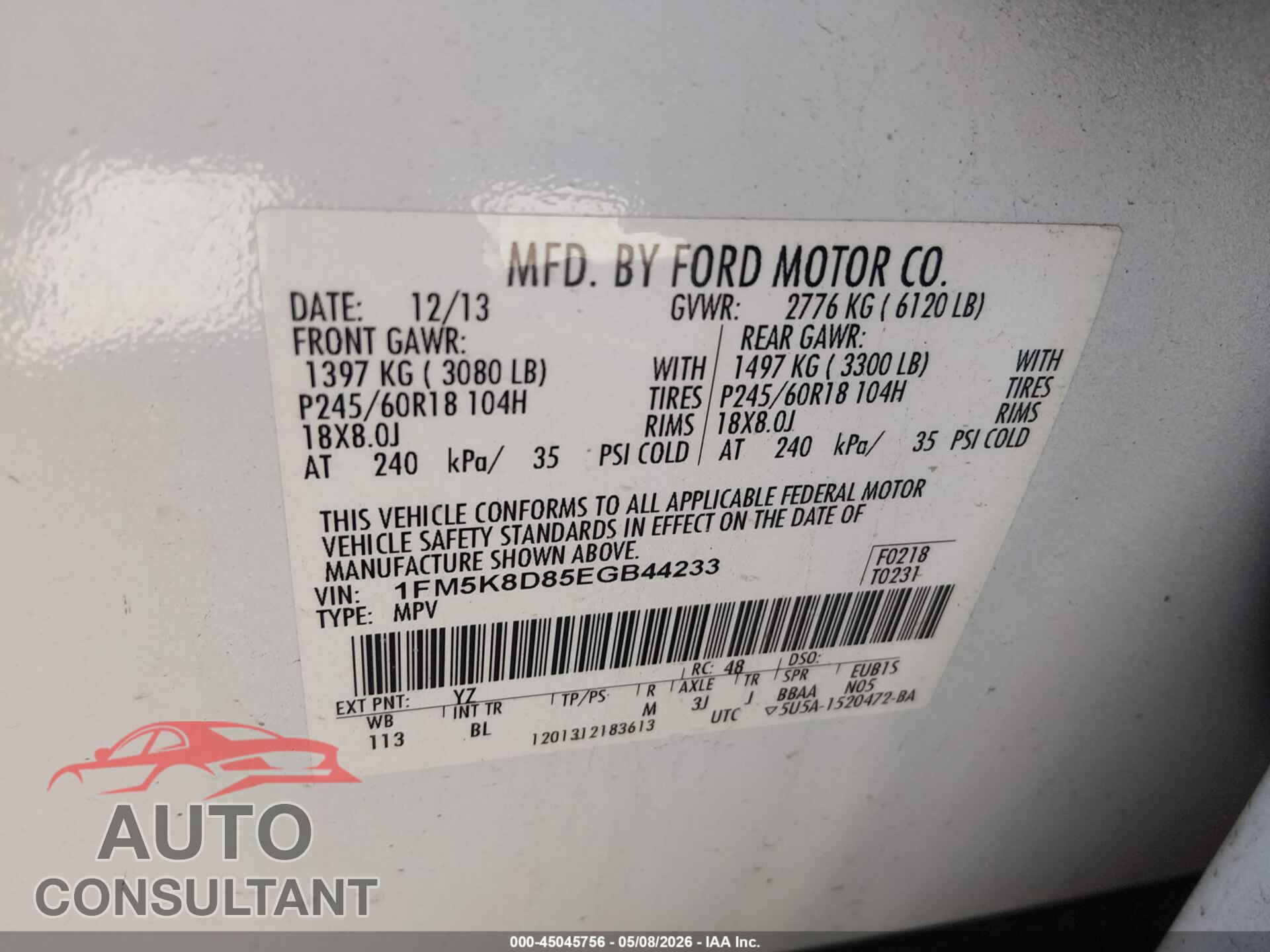 FORD EXPLORER 2014 - 1FM5K8D85EGB44233