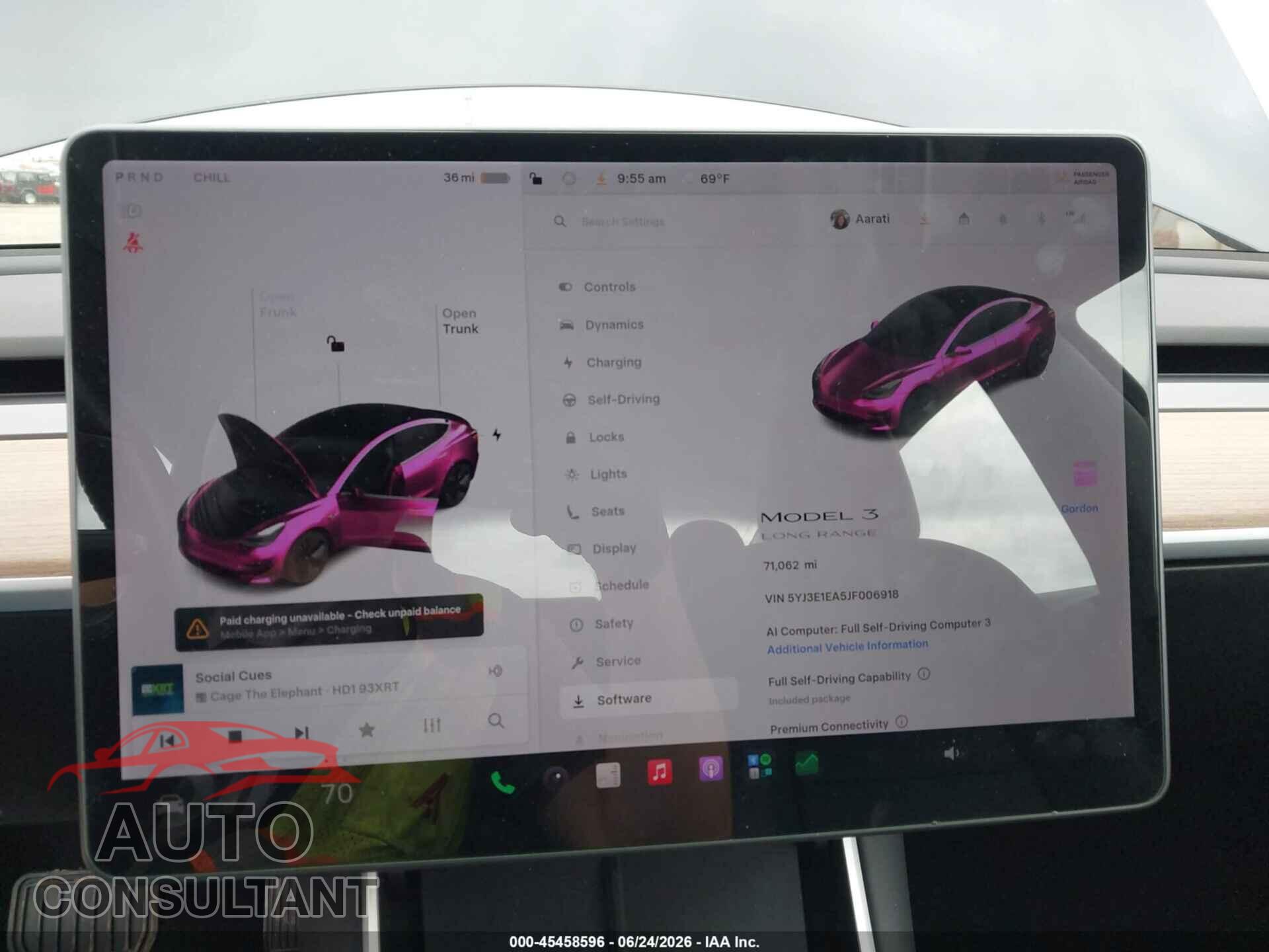 TESLA MODEL 3 2018 - 5YJ3E1EA5JF006918