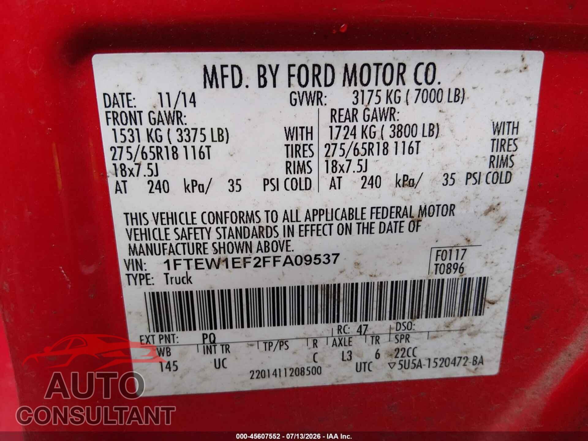 FORD F-150 2015 - 1FTEW1EF2FFA09537
