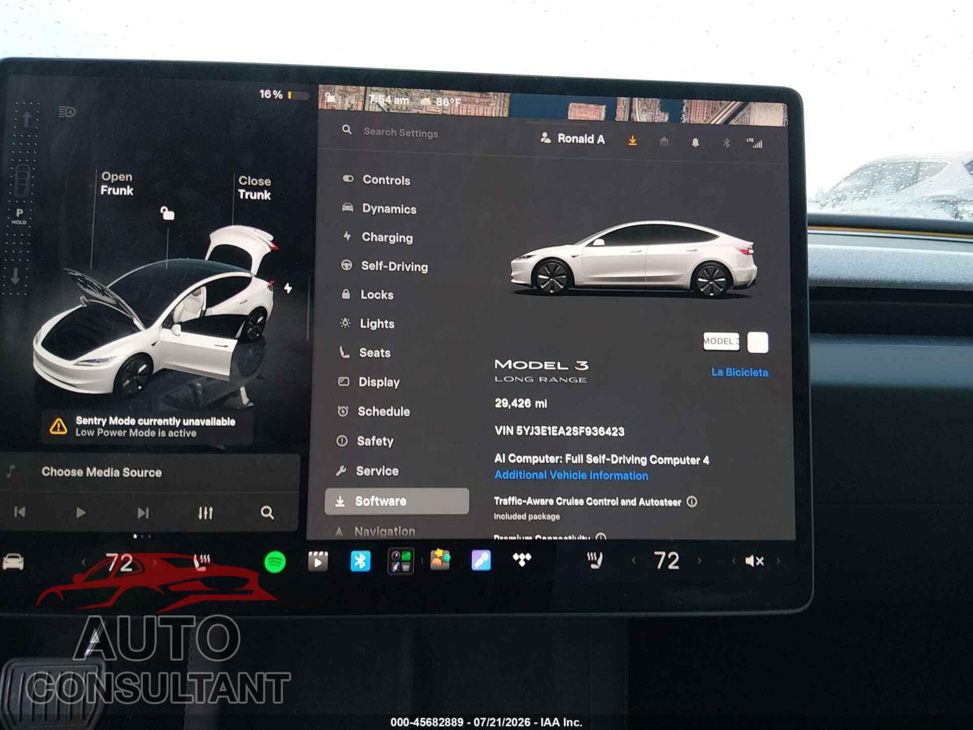 TESLA MODEL 3 2025 - 5YJ3E1EA2SF936423