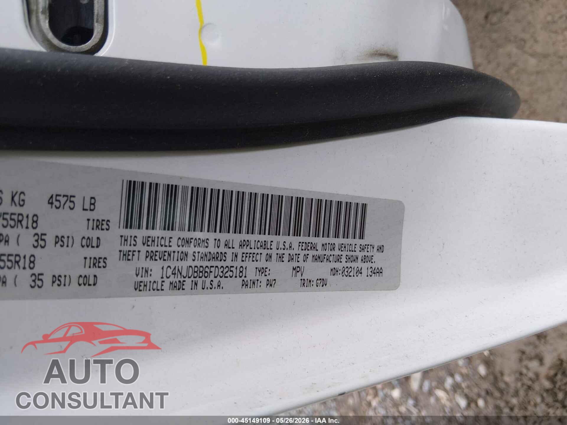 JEEP COMPASS 2015 - 1C4NJDBB6FD325181