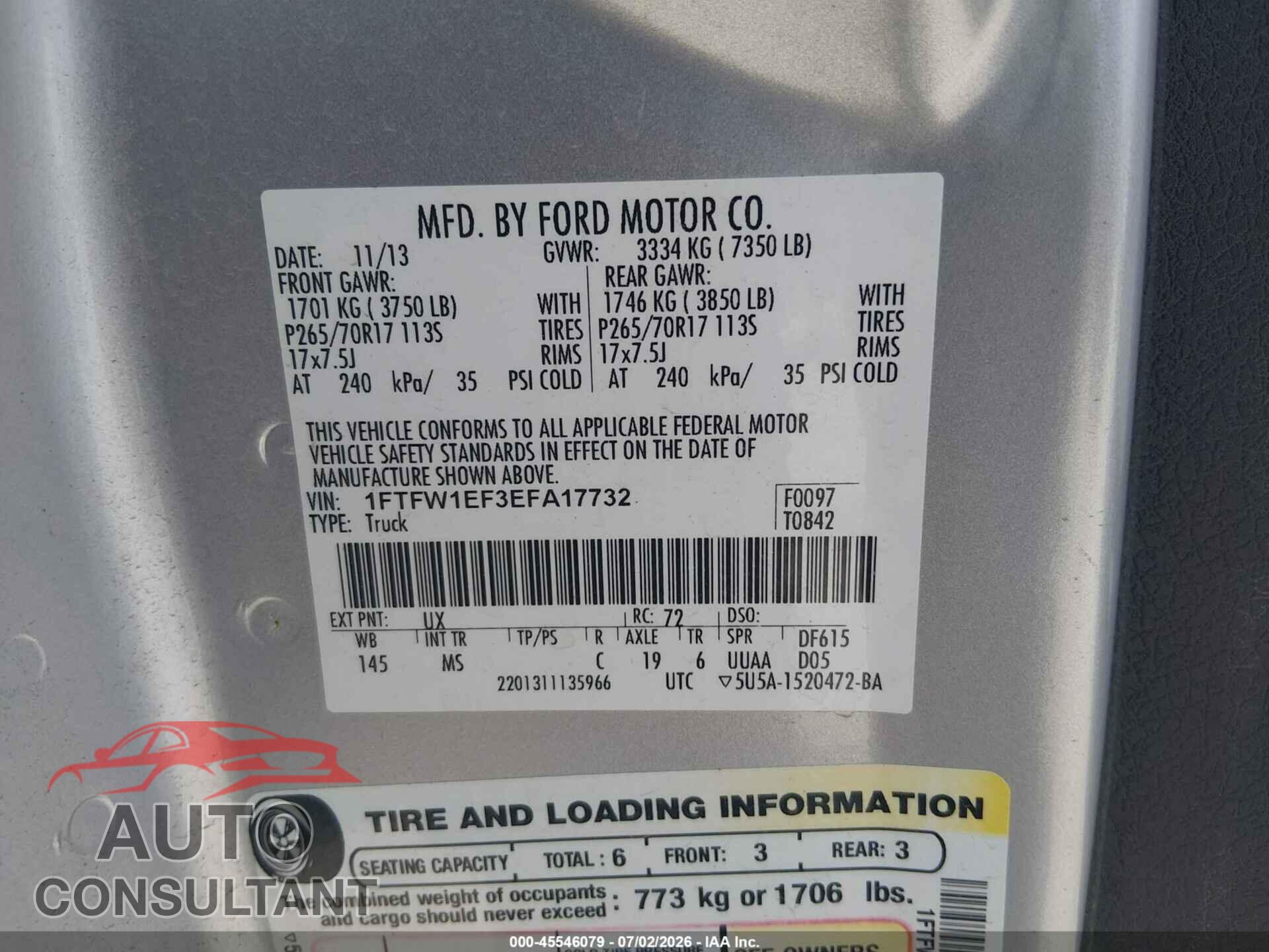 FORD F-150 2014 - 1FTFW1EF3EFA17732