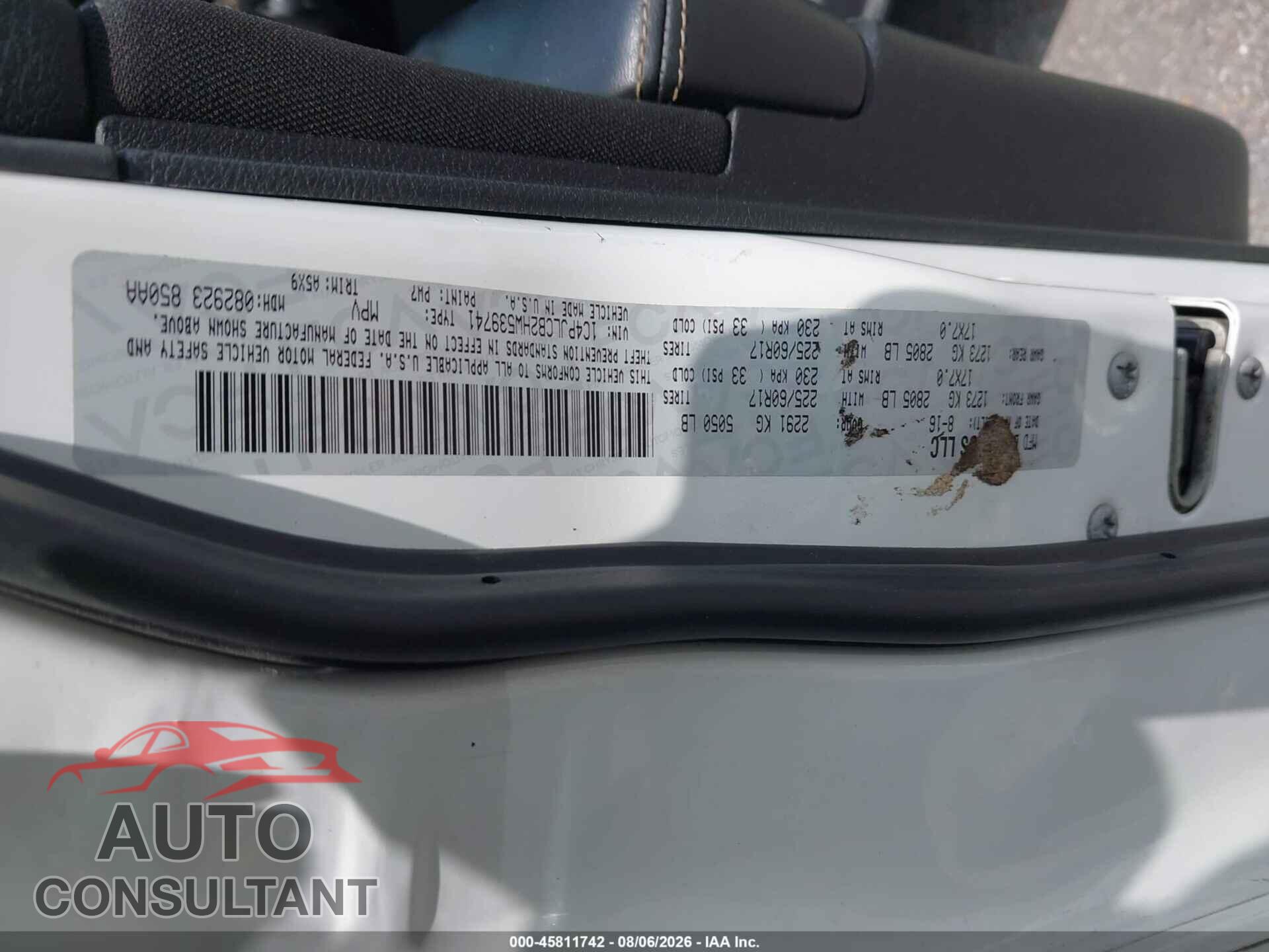 JEEP CHEROKEE 2017 - 1C4PJLCB2HW539741