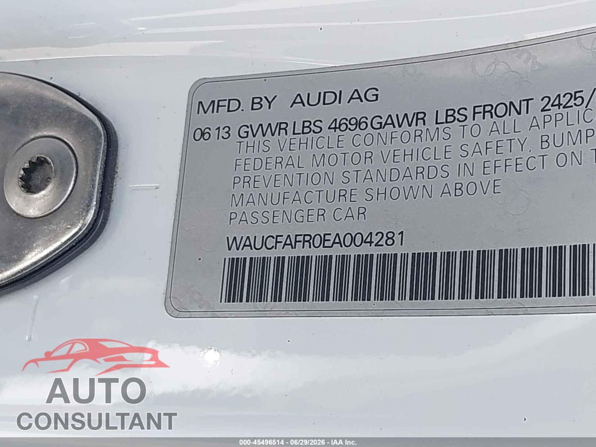 AUDI A5 2014 - WAUCFAFR0EA004281