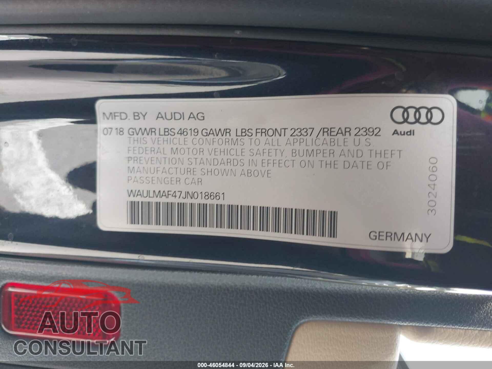 AUDI A4 2018 - WAULMAF47JN018661