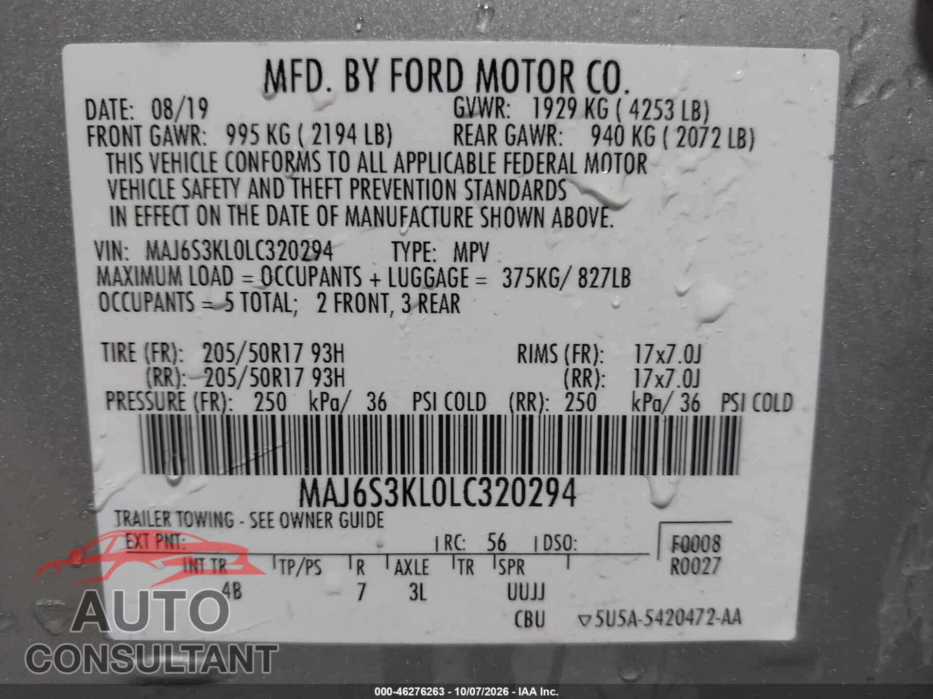 FORD ECOSPORT 2020 - MAJ6S3KL0LC320294
