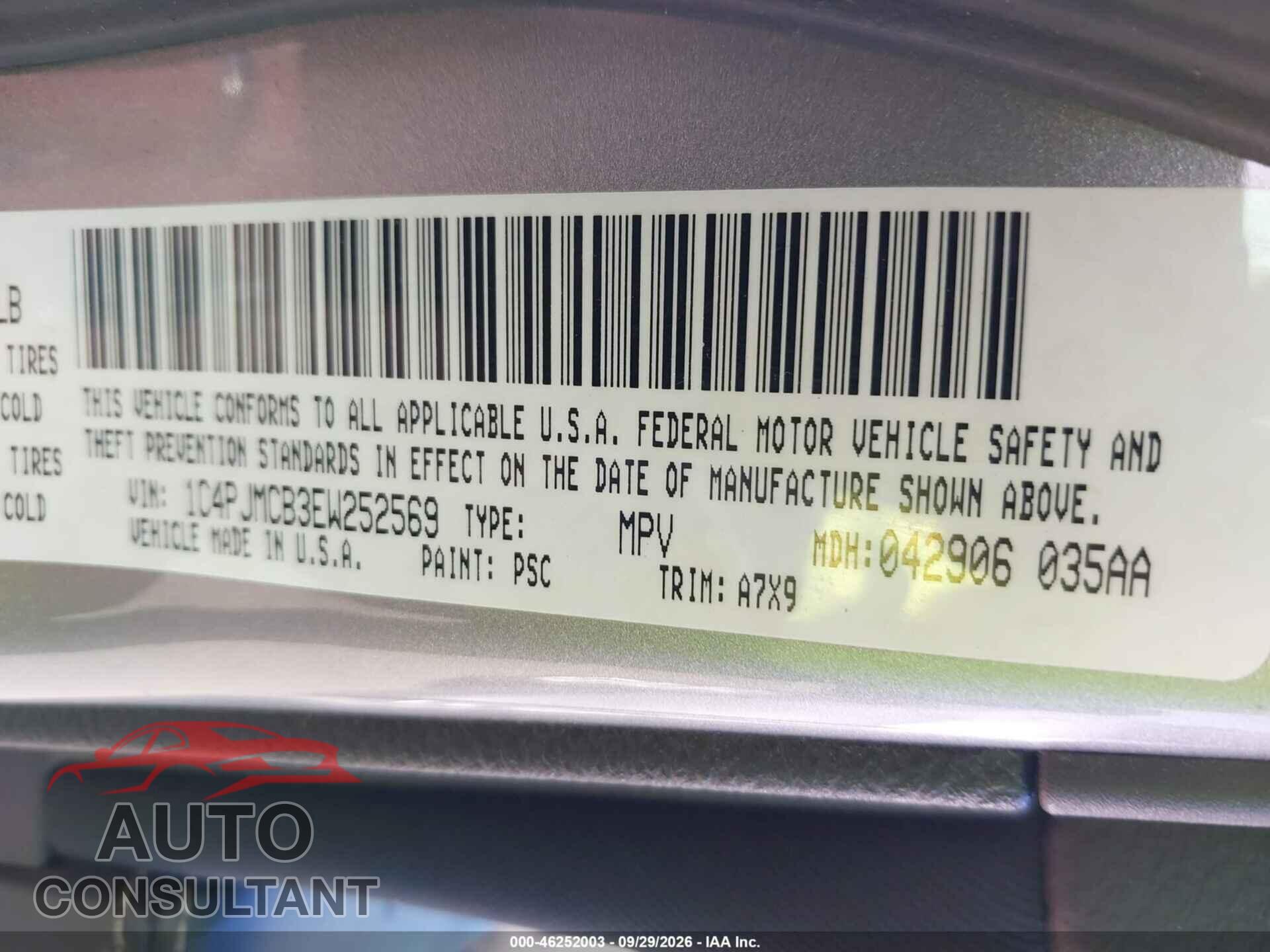 JEEP CHEROKEE 2014 - 1C4PJMCB3EW252569
