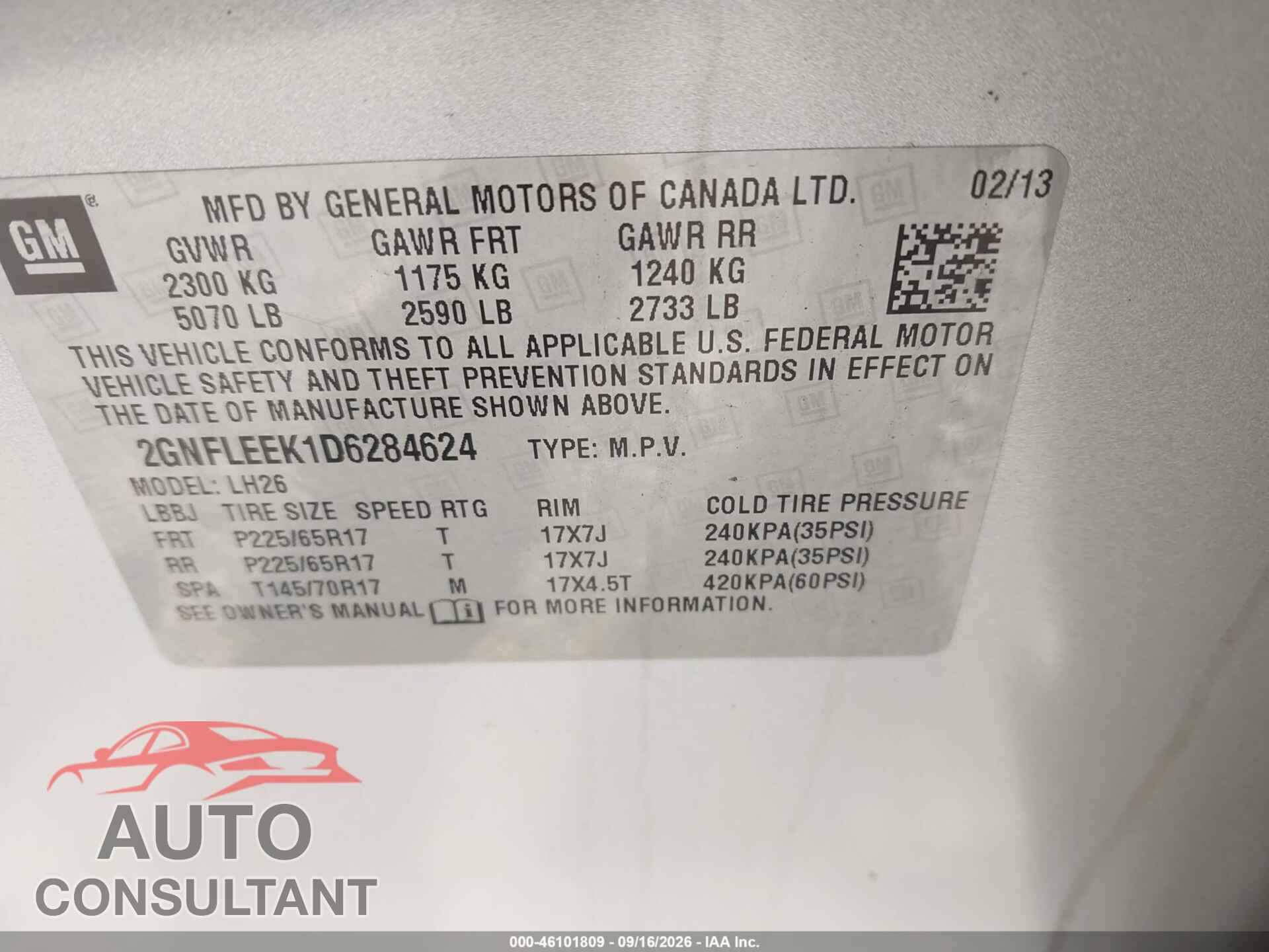 CHEVROLET EQUINOX 2013 - 2GNFLEEK1D6284624