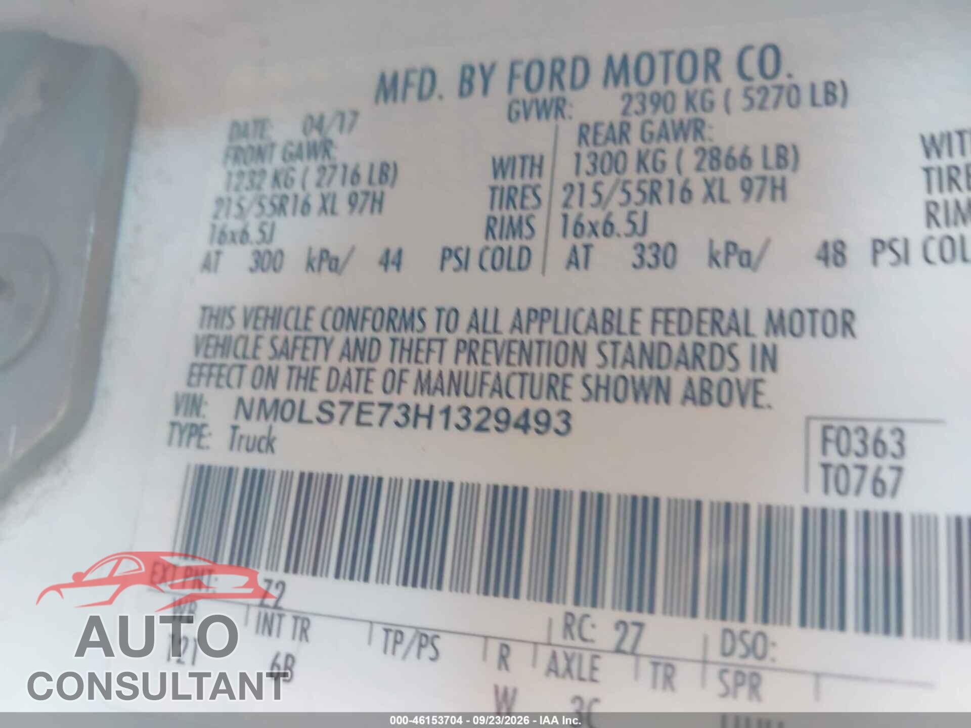 FORD TRANSIT CONNECT 2017 - NM0LS7E73H1329493