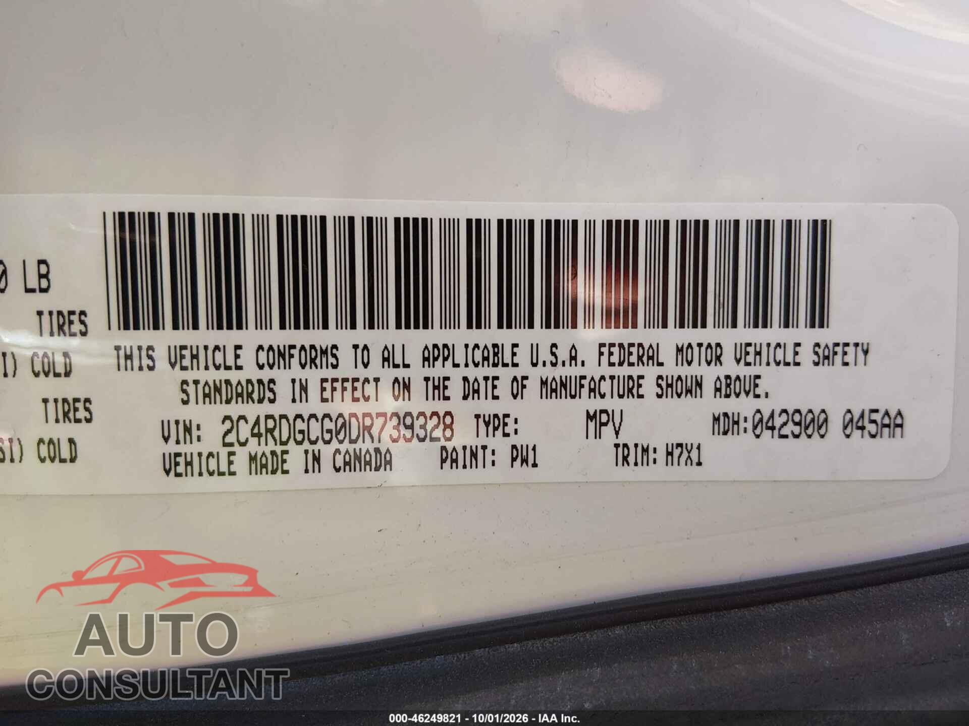 DODGE GRAND CARAVAN 2013 - 2C4RDGCG0DR739328