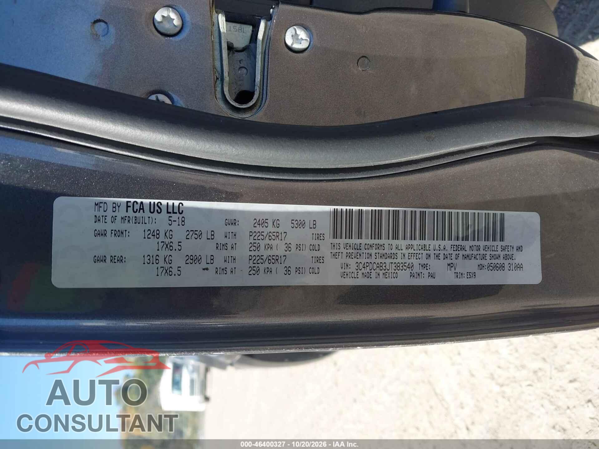 DODGE JOURNEY 2018 - 3C4PDCAB3JT383540