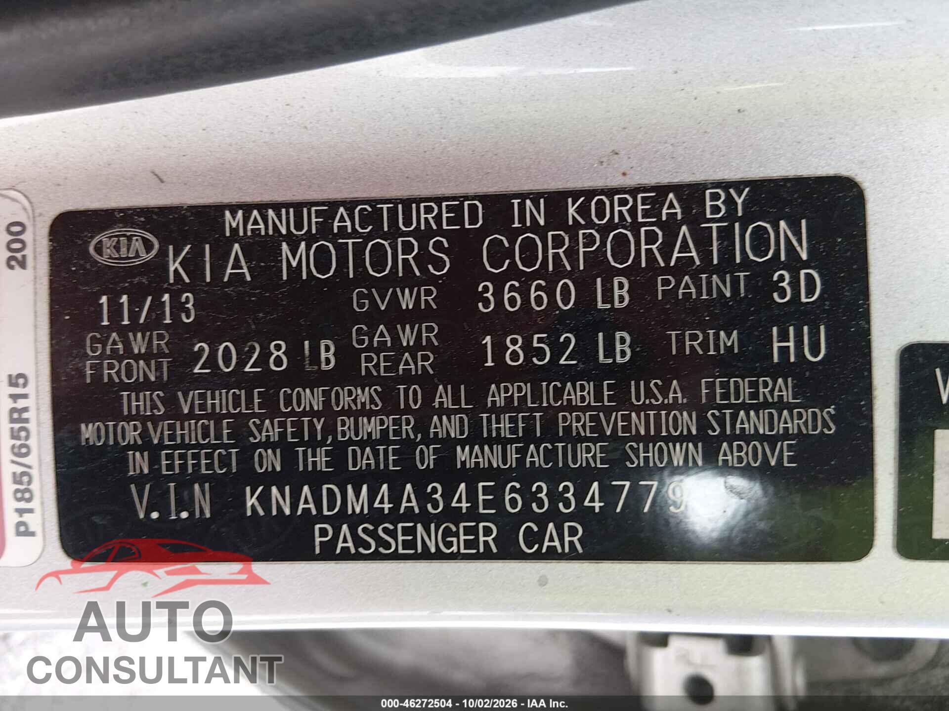 KIA RIO 2014 - KNADM4A34E6334779