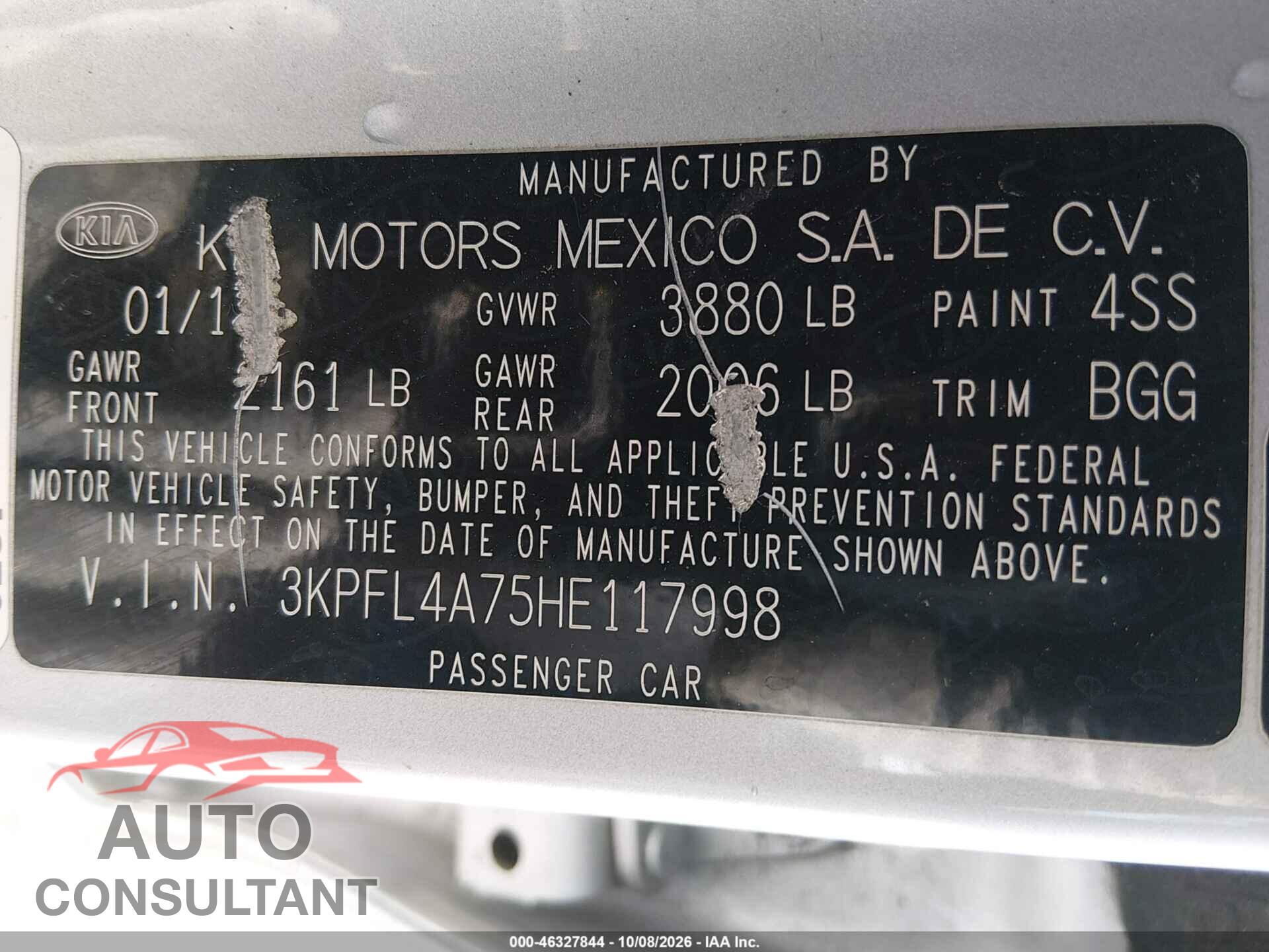 KIA FORTE 2017 - 3KPFL4A75HE117998