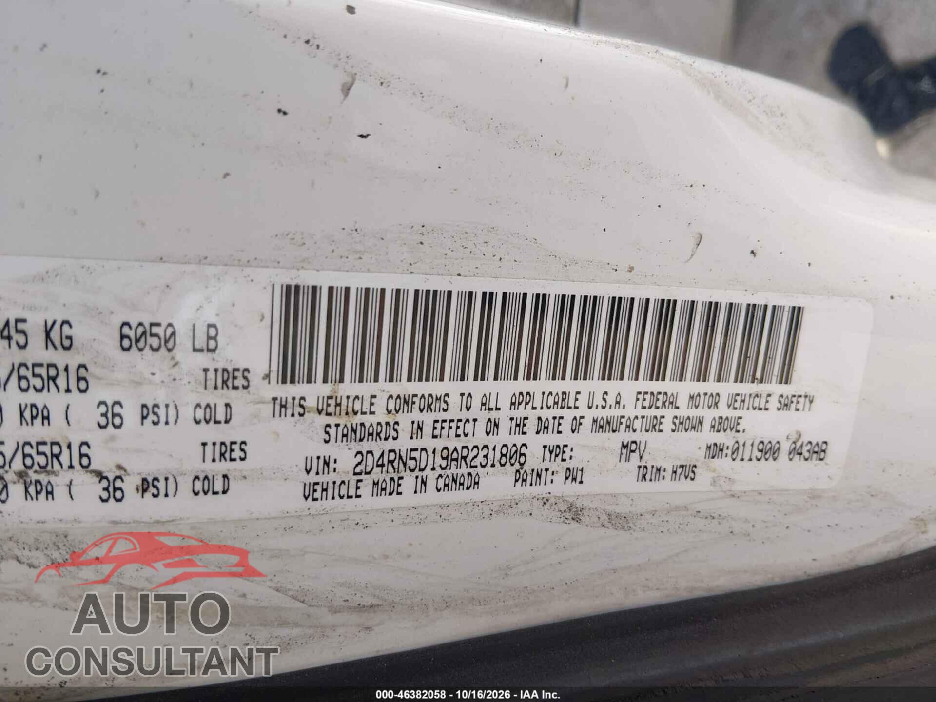 DODGE GRAND CARAVAN 2010 - 2D4RN5D19AR231806