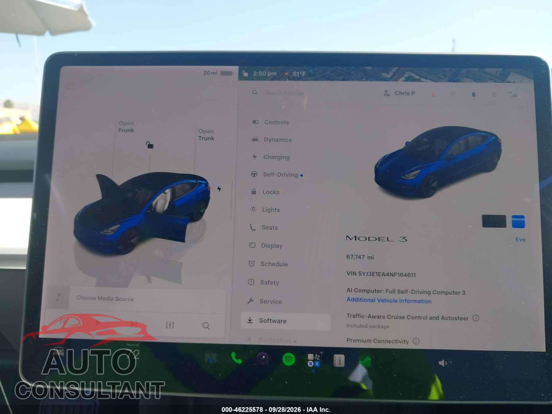 TESLA MODEL 3 2022 - 5YJ3E1EA4NF164611