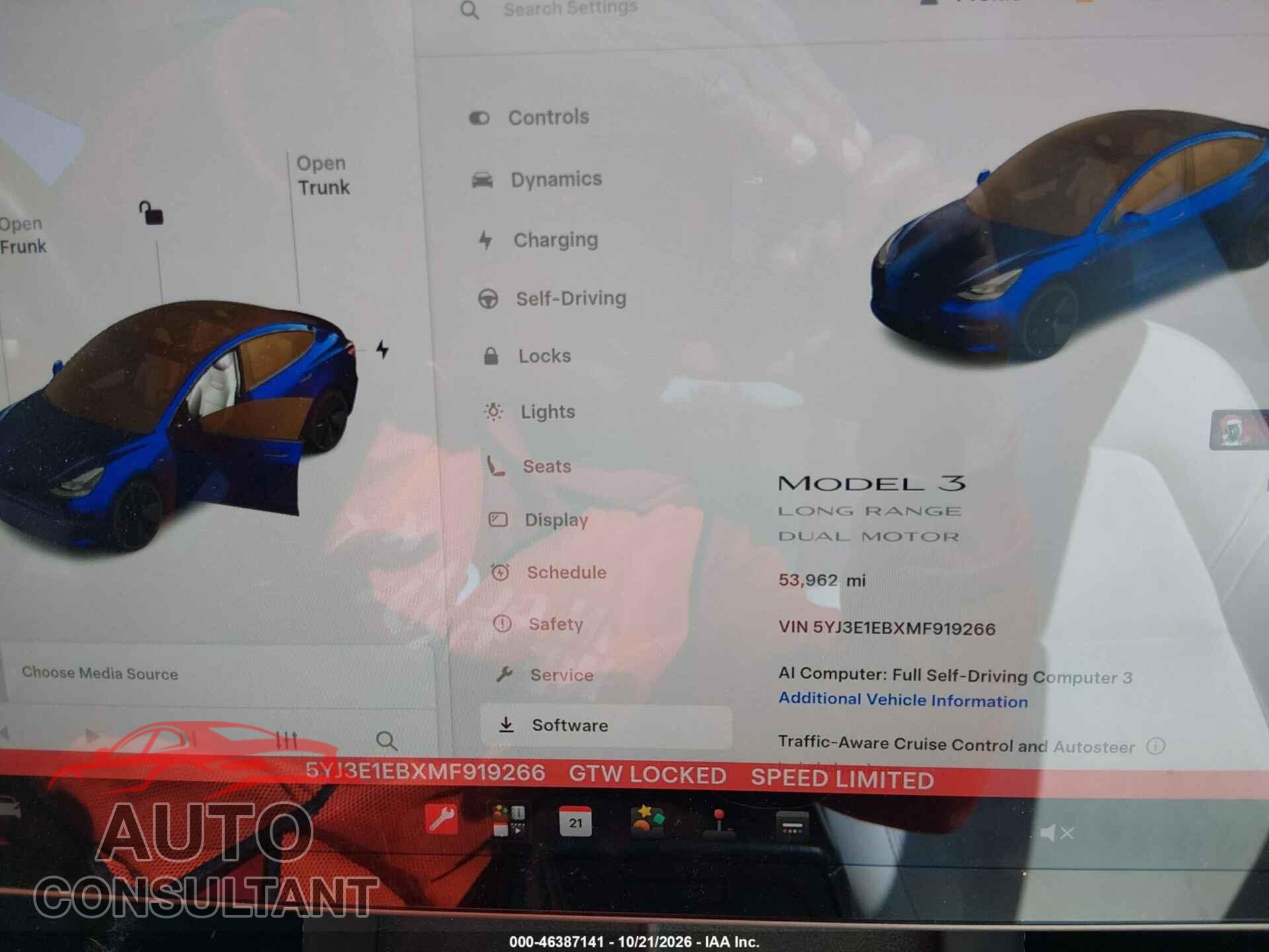 TESLA MODEL 3 2021 - 5YJ3E1EBXMF919266