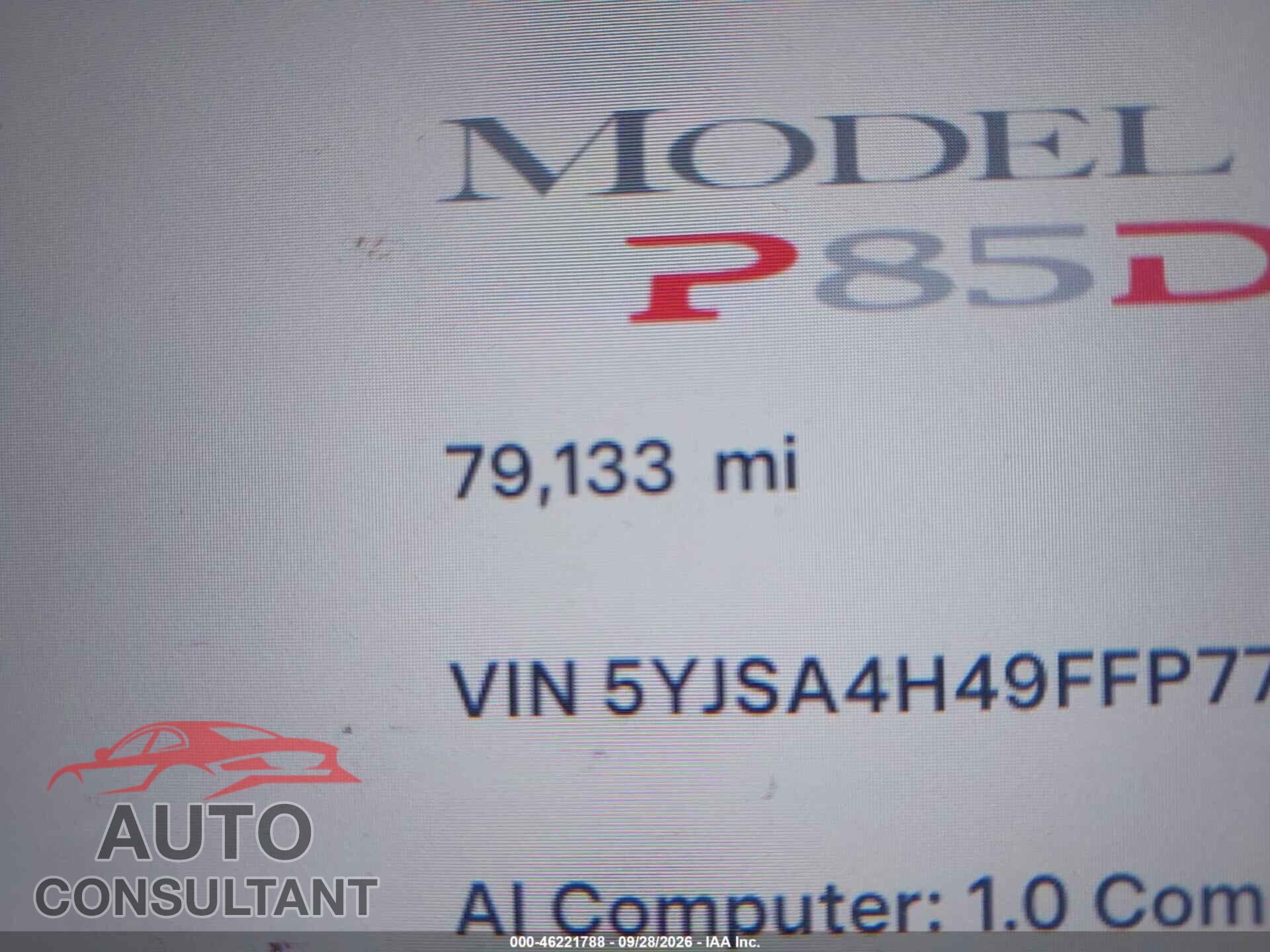 TESLA MODEL S 2015 - 5YJSA4H49FFP77775
