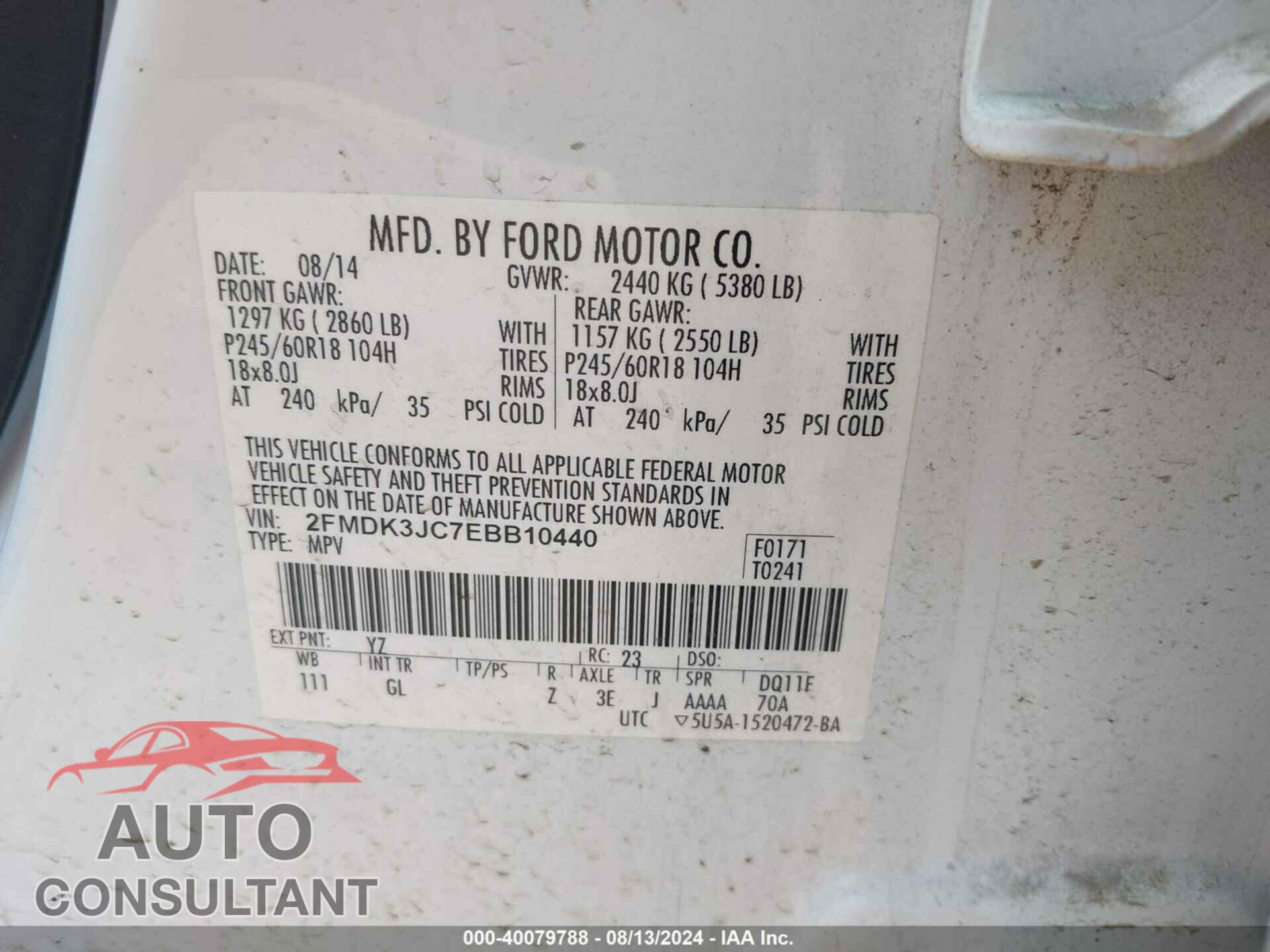 FORD EDGE 2014 - 2FMDK3JC7EBB10440