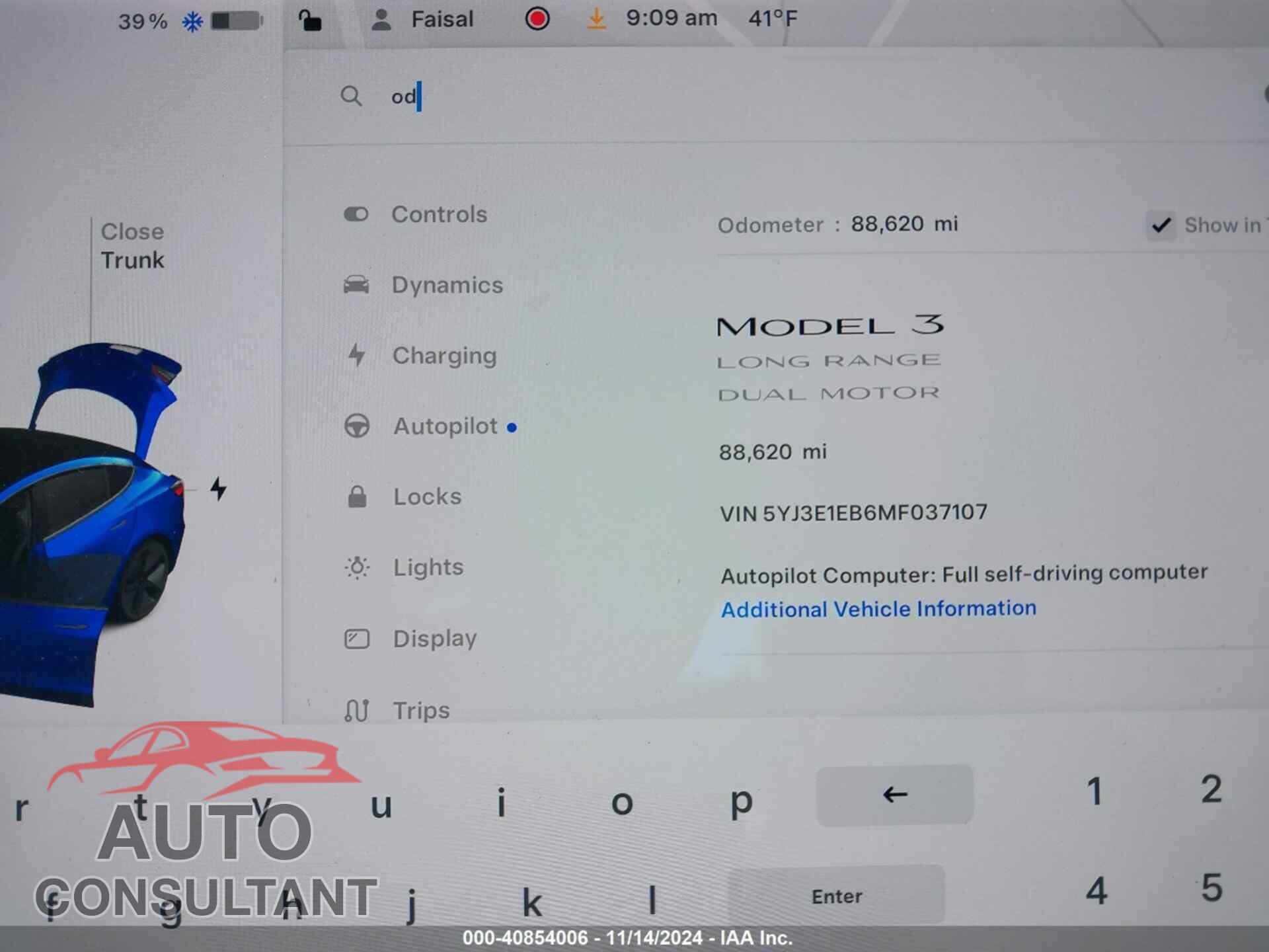 TESLA MODEL 3 2021 - 5YJ3E1EB6MF037107