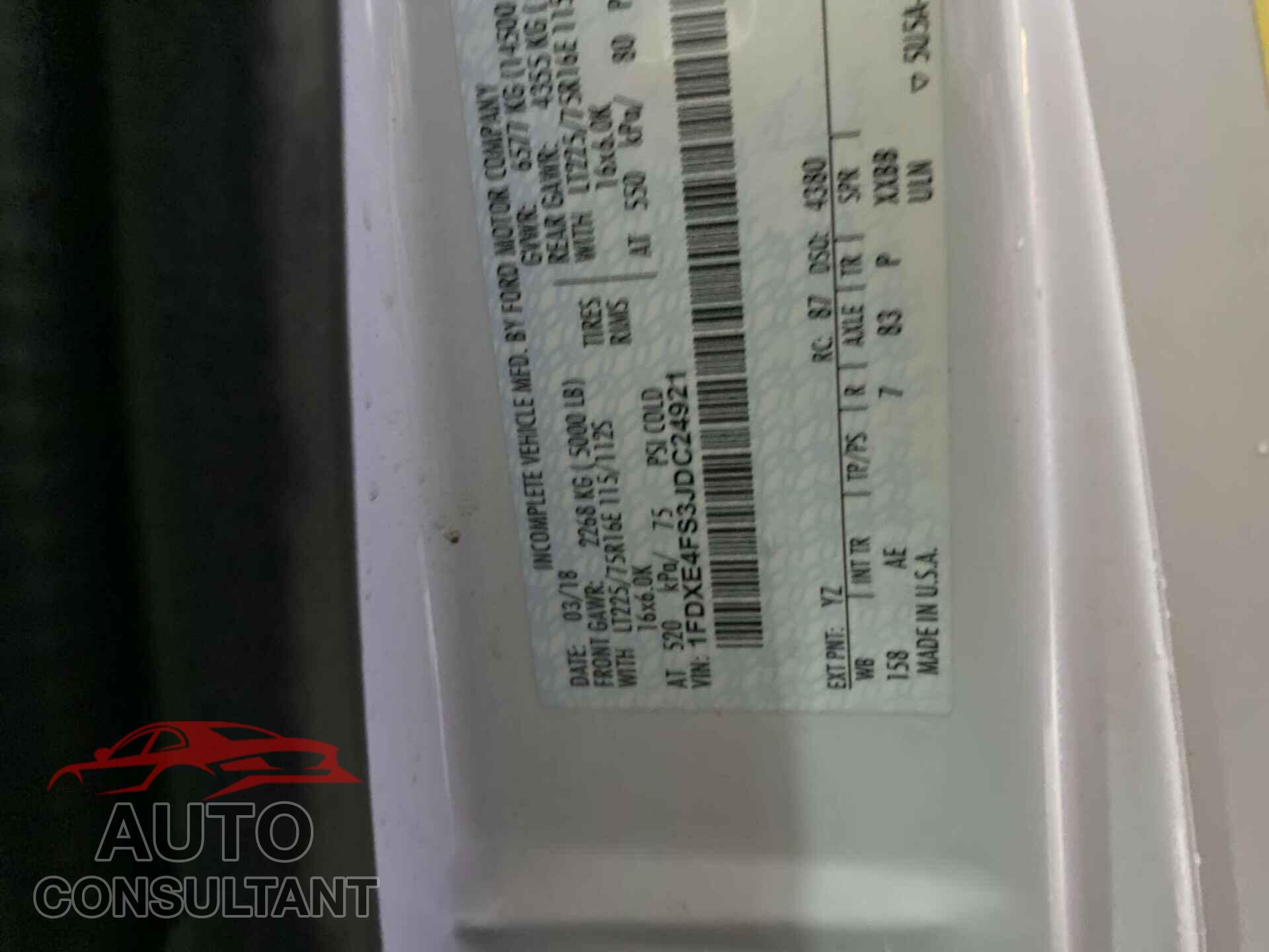 FORD ECONOLINE 2018 - 1FDXE4FS3JDC24921