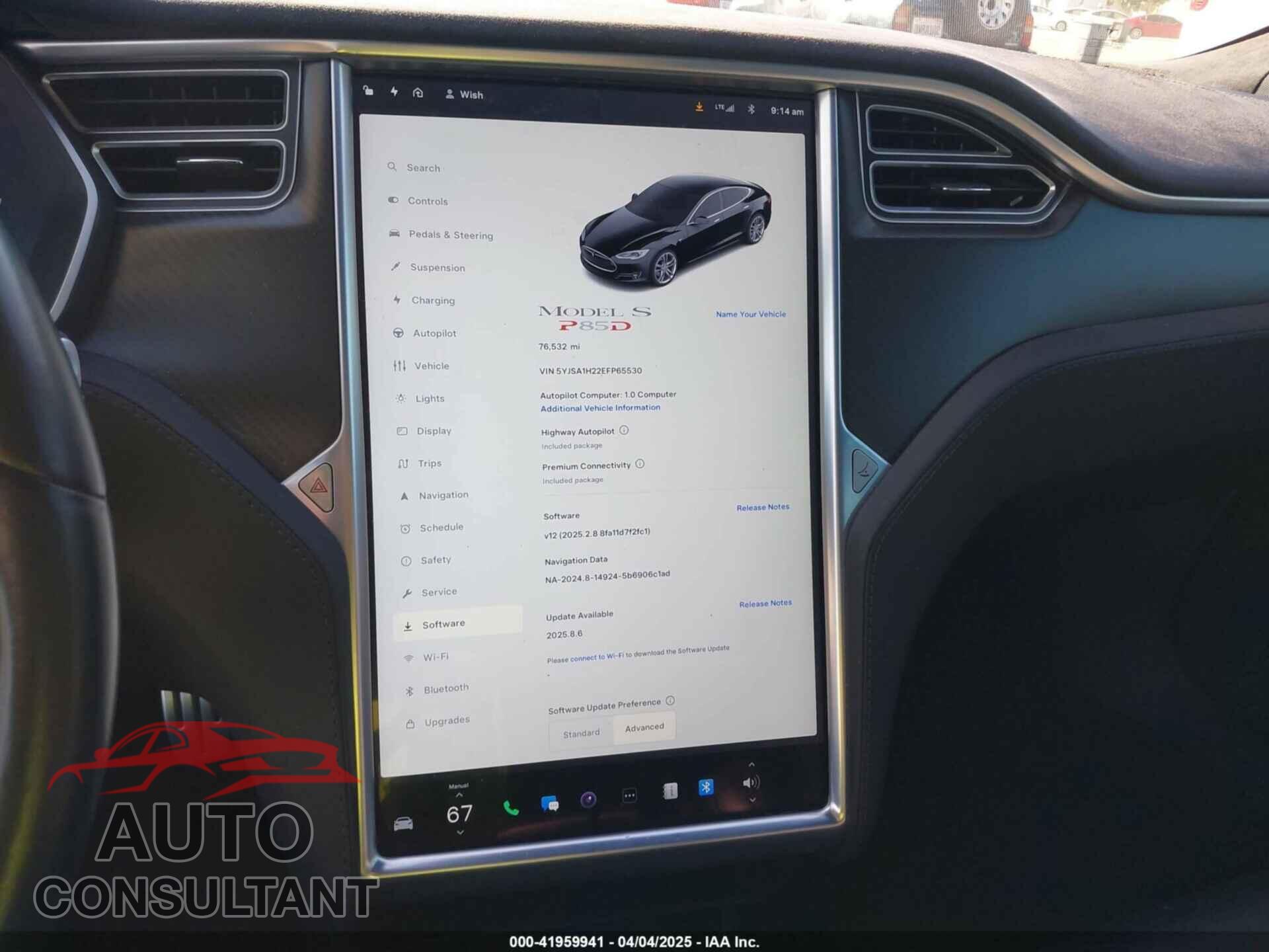 TESLA MODEL S 2014 - 5YJSA1H22EFP65530