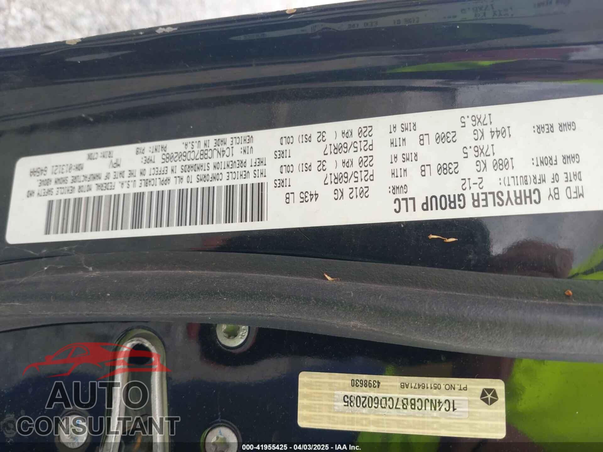 JEEP COMPASS 2012 - 1C4NJCBB7CD602085