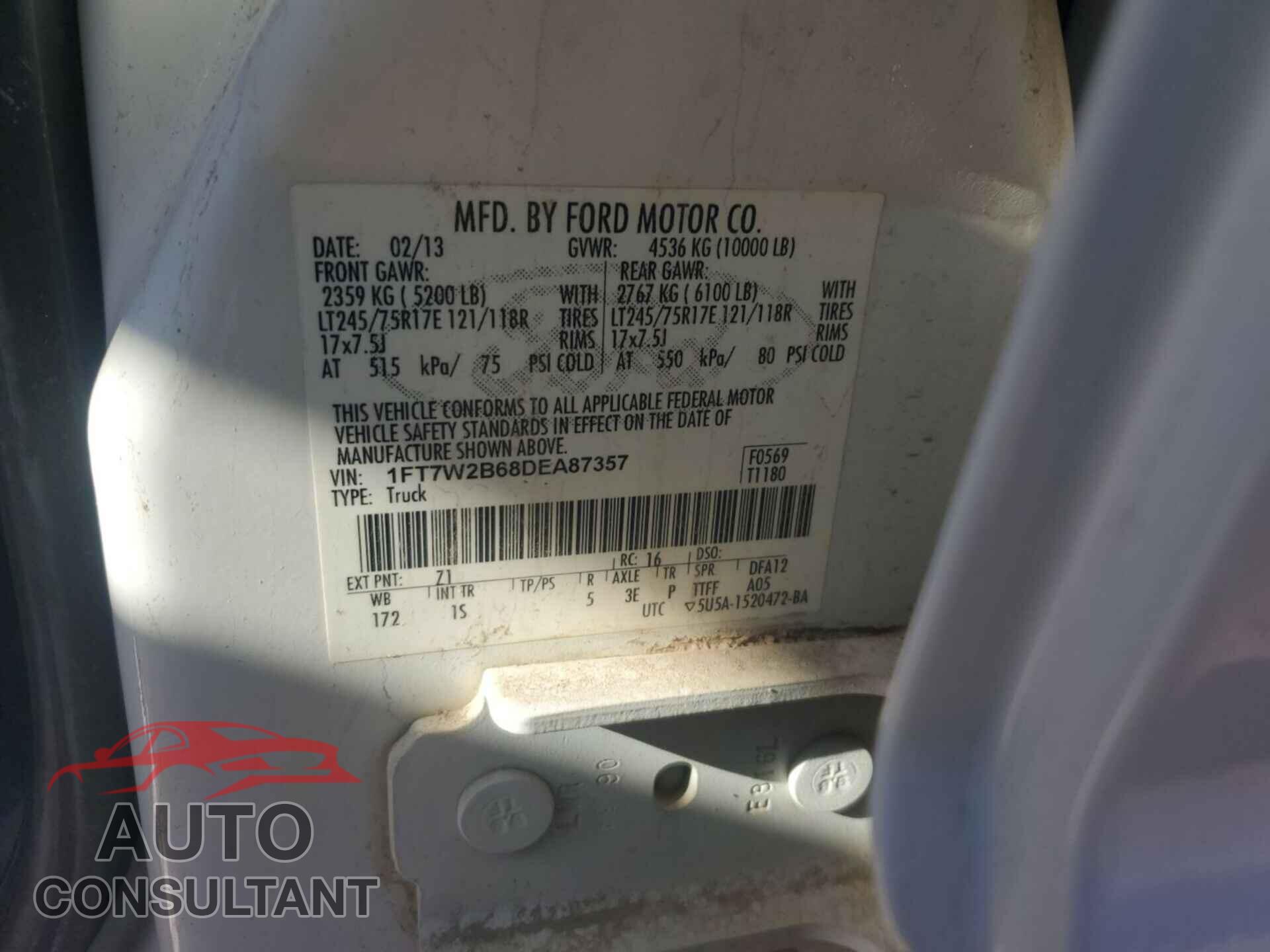 FORD F-250 2013 - 1FT7W2B68DEA87357