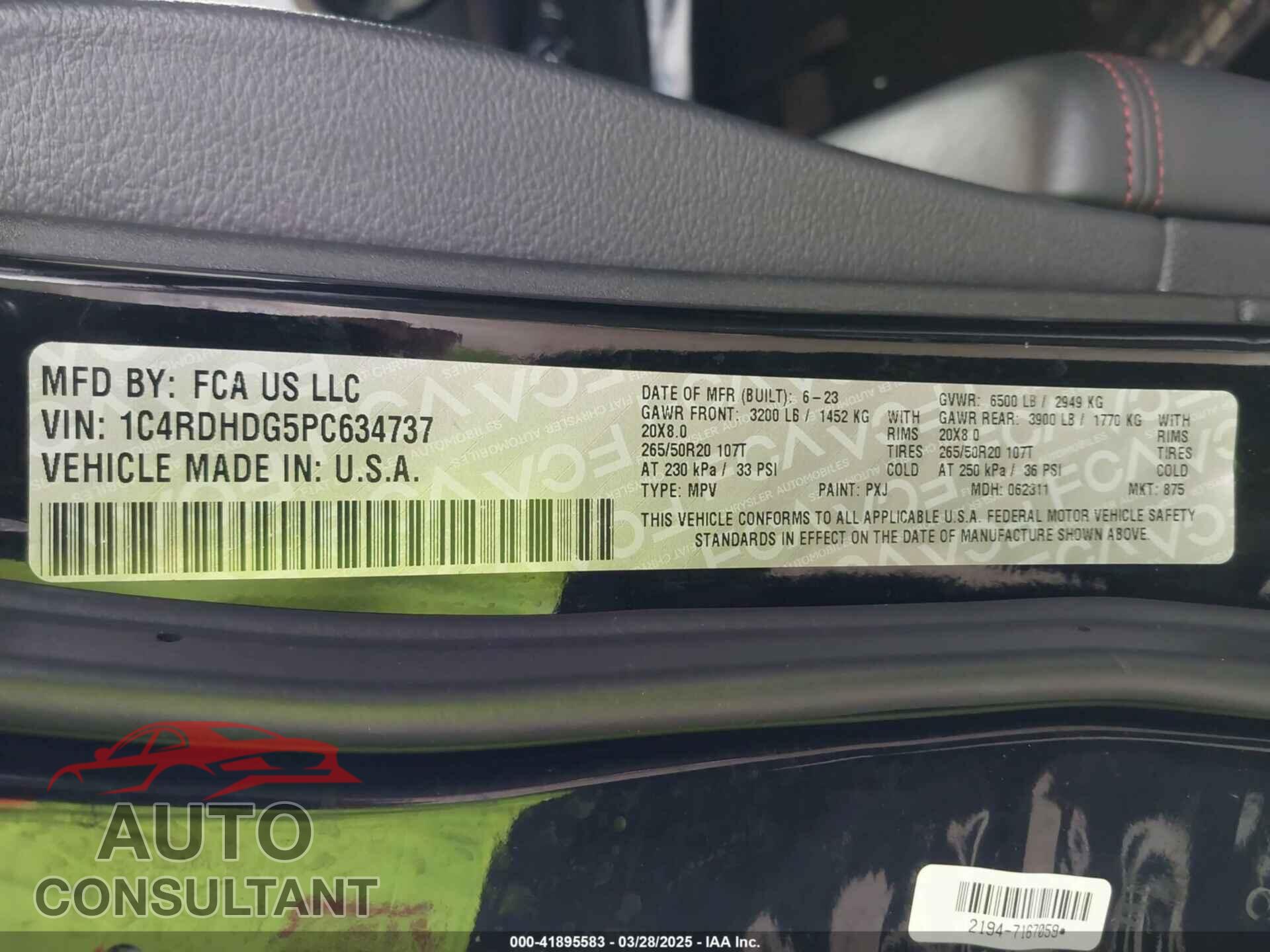 DODGE DURANGO 2023 - 1C4RDHDG5PC634737