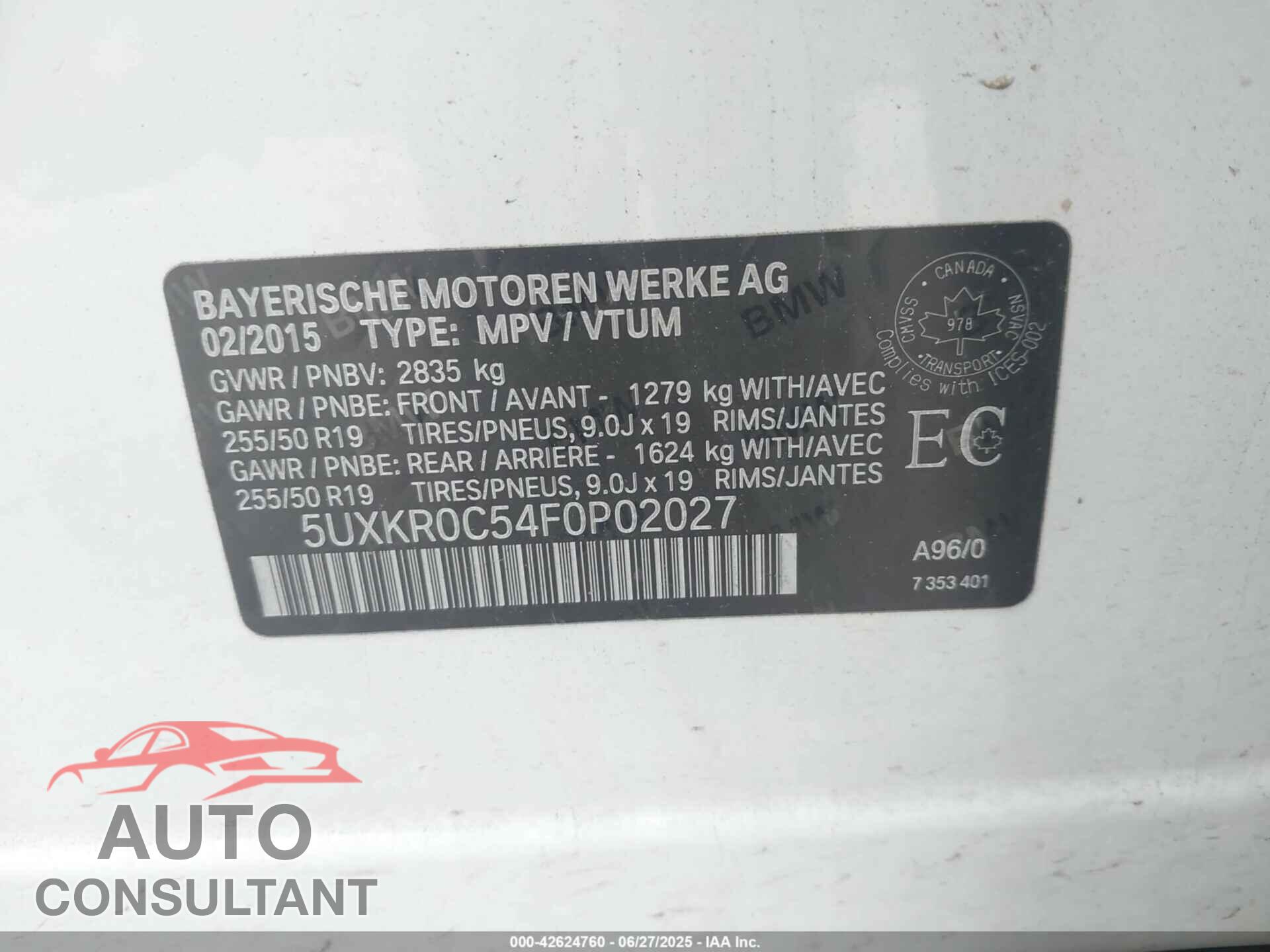 BMW X5 2015 - 5UXKR0C54F0P02027