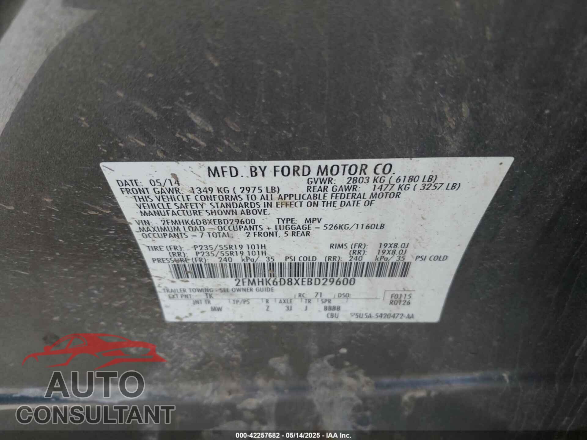 FORD FLEX 2014 - 2FMHK6D8XEBD29600