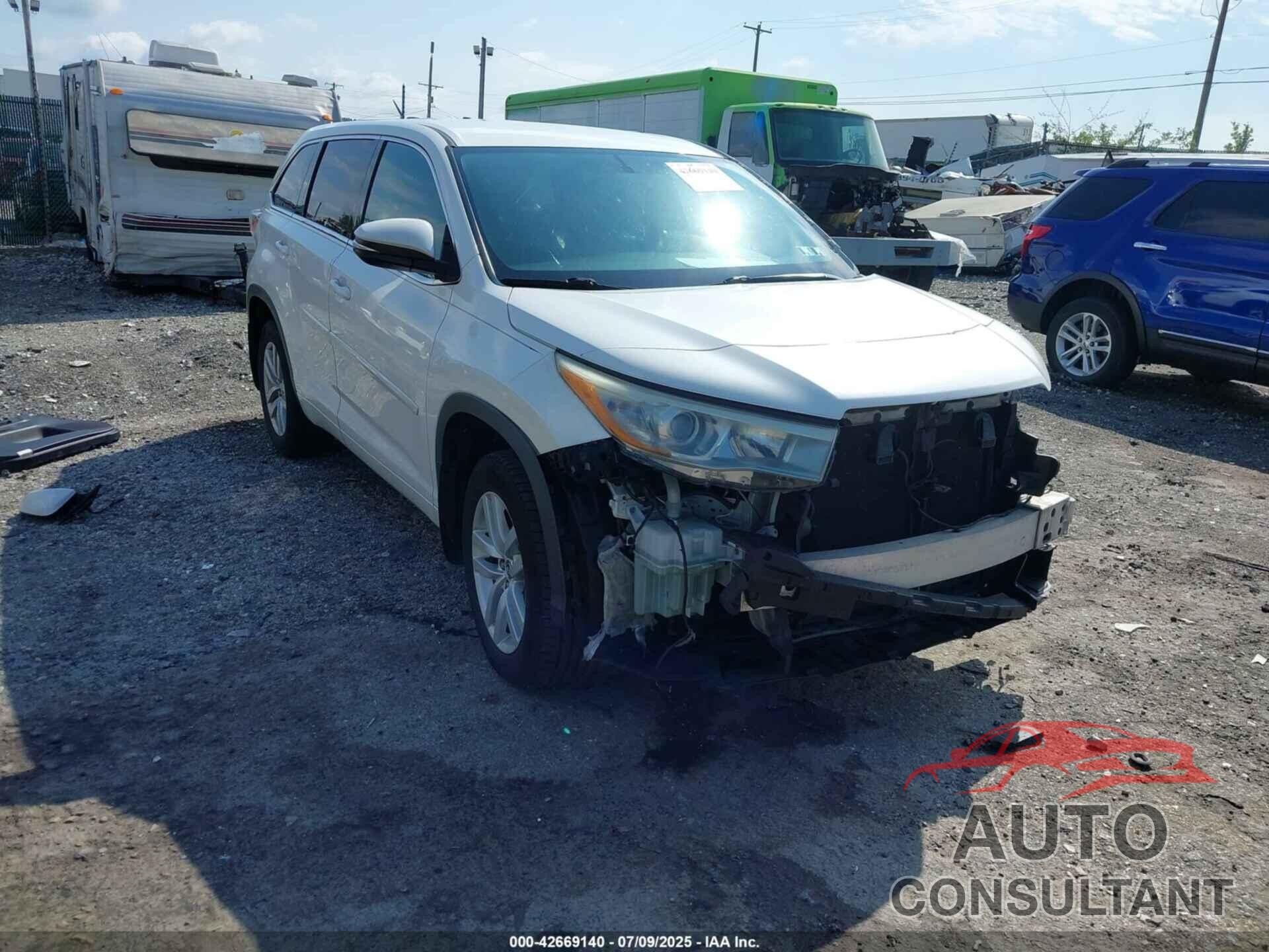 TOYOTA HIGHLANDER 2016 - 5TDBKRFH1GS269457